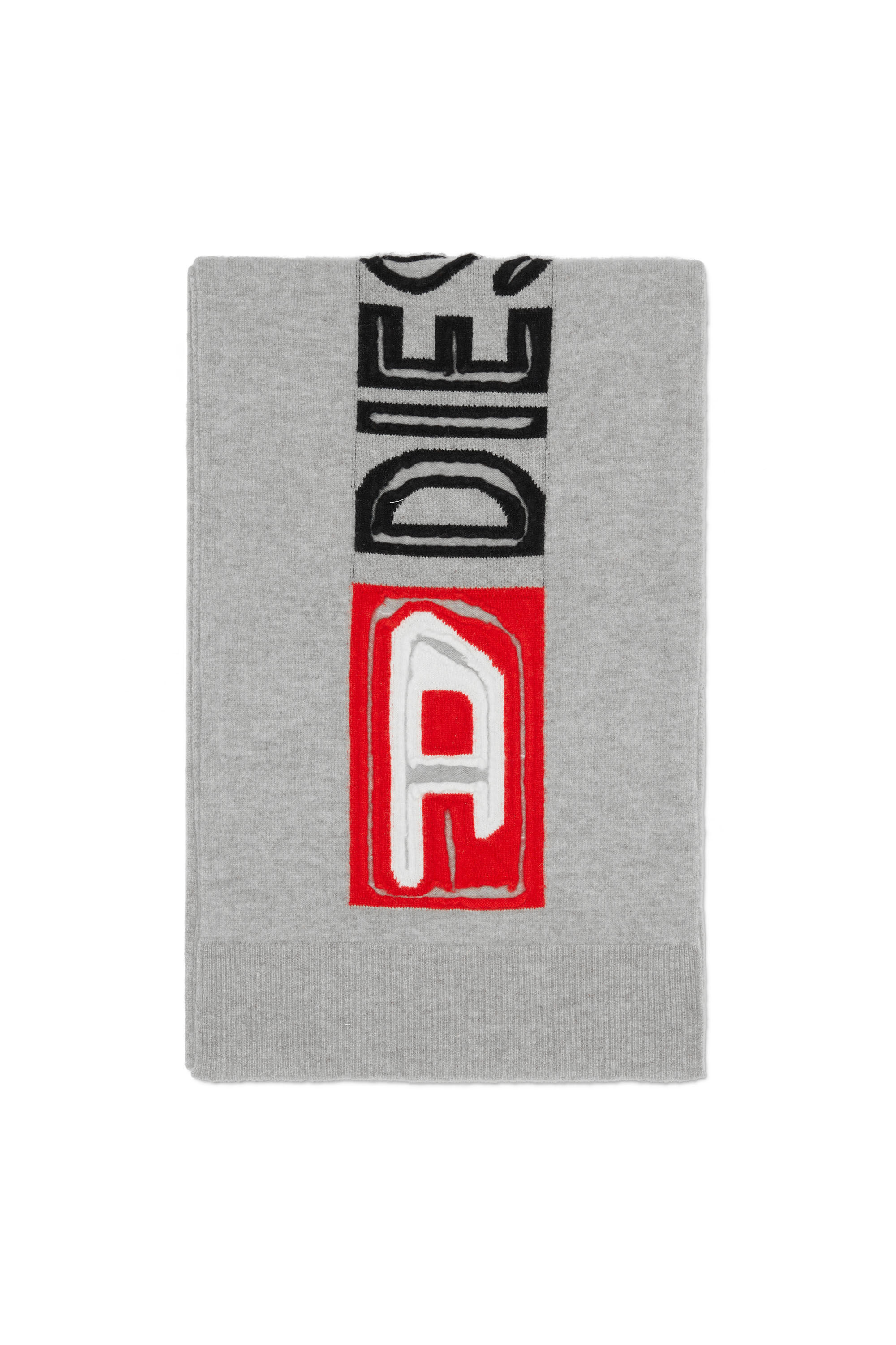 Diesel - K-PEFF, Unisex Wool scarf with peel-off logo in Grey - Image 1