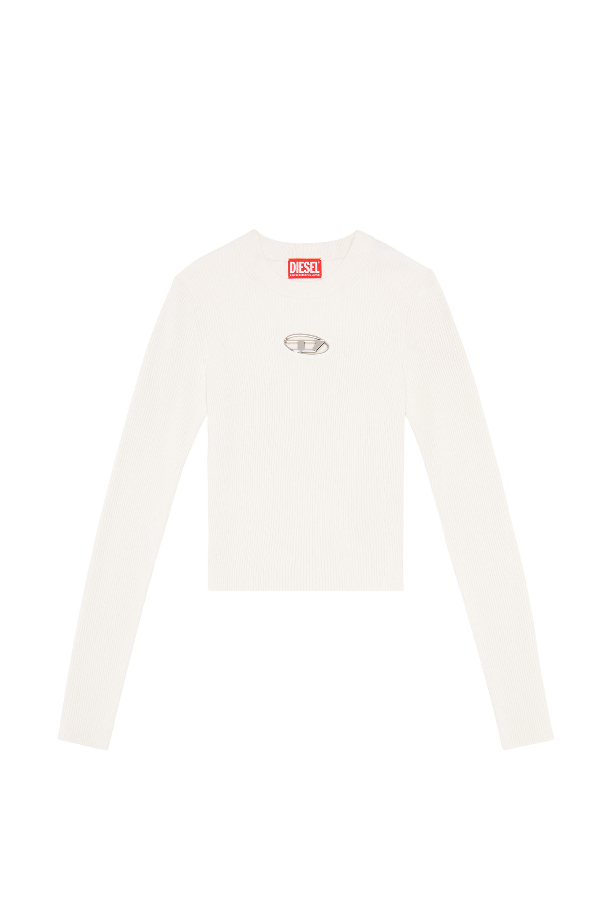 DIESEL ホワイト リブニット長袖 トップス M-Valary 一枚着でも◎】DIESEL『M-Valary ニットトップス』送料込