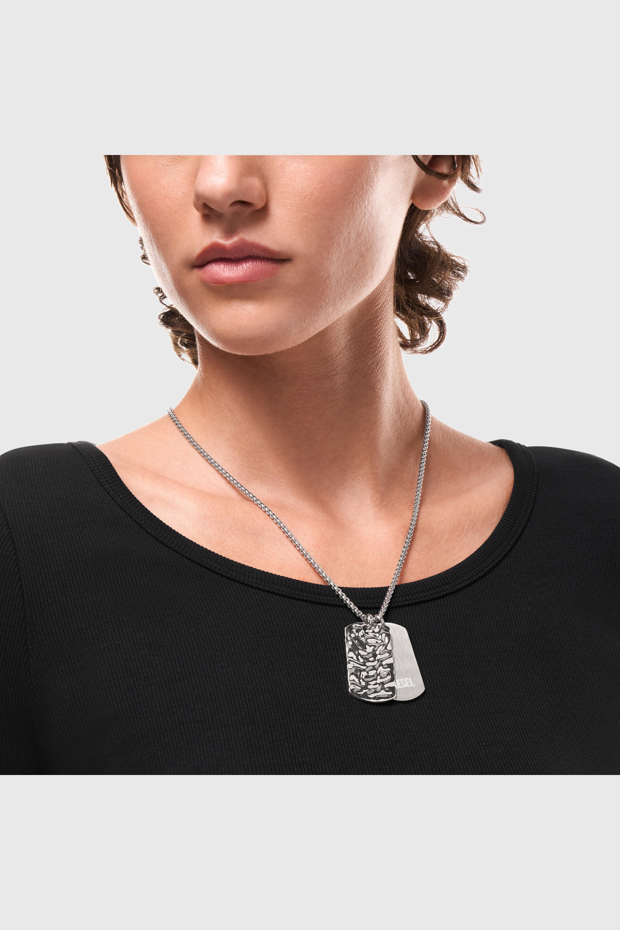 Diesel - DX1735040, Unisex's Stainless Steel Dog Tag Necklace in Silver - 3