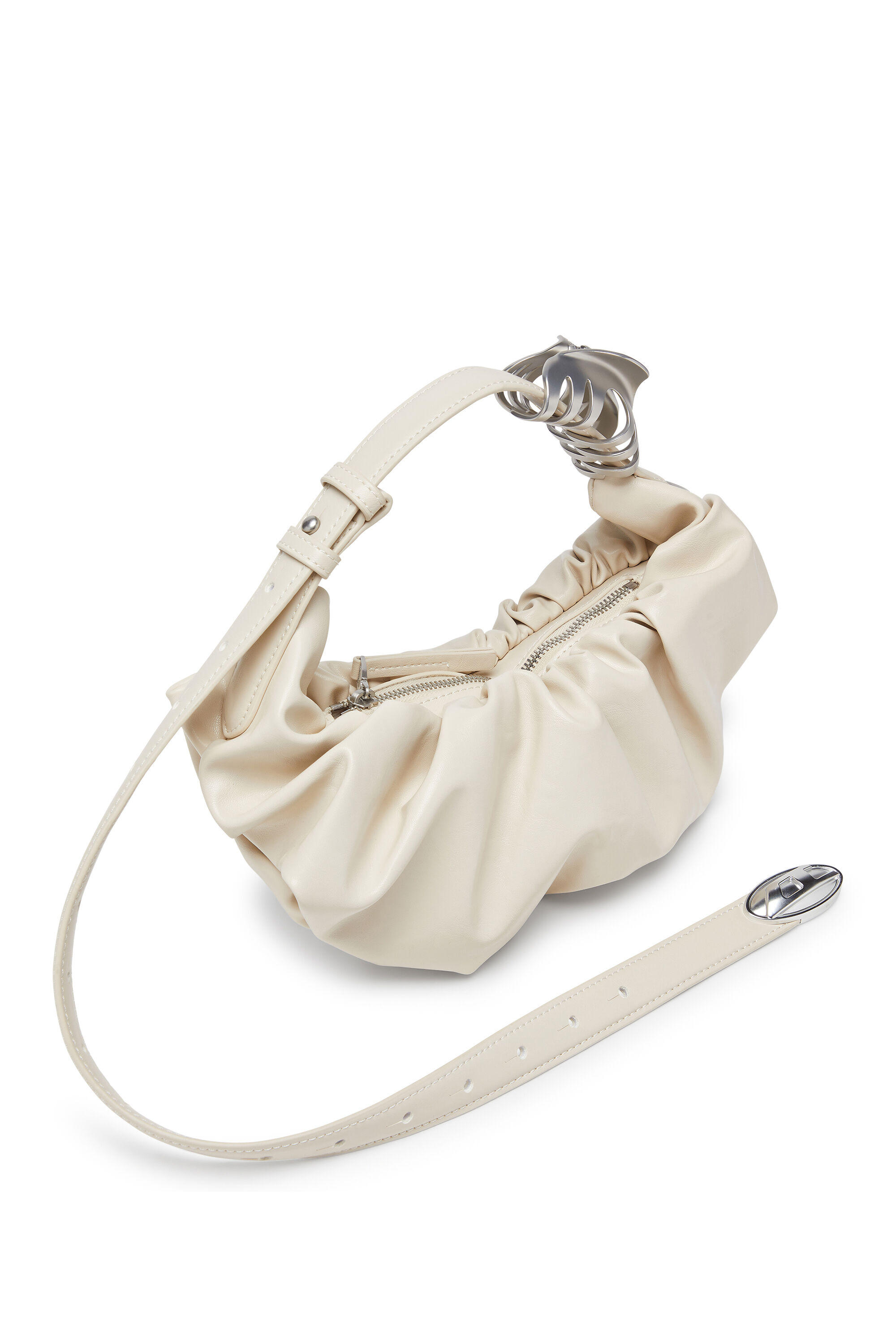 Diesel - GRAB-D HOBO S, Woman's Grab-D-Small scruched hobo bag in White - 5