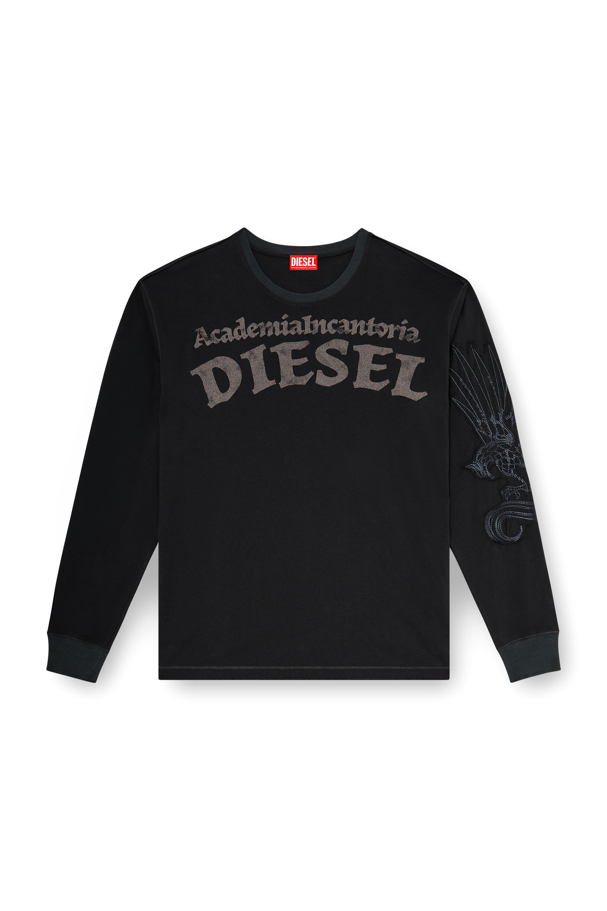 Diesel - T-NORM-LS-AA3, Man's Long-sleeve T-shirt with prints and patches in Black - 2