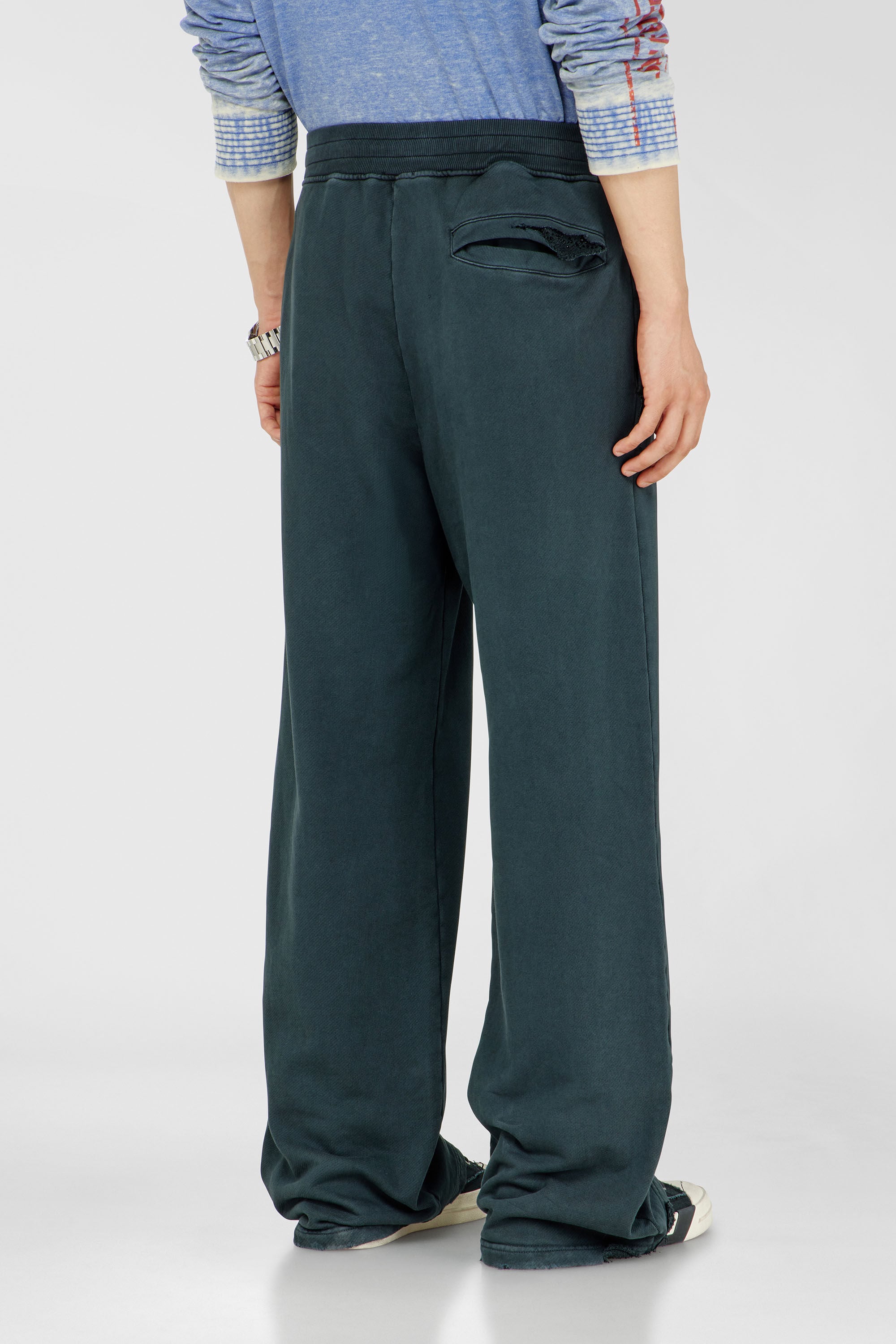 Diesel - P-MARTAINS-CRYSTALS, Man's Distressed sweatpants with crystal details in Dark Green - 4