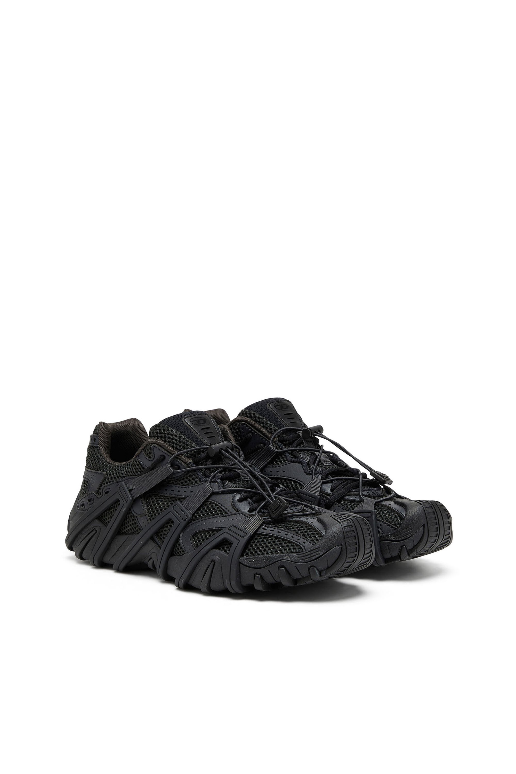 Diesel - S-PROTOTYPE CR LACE X, Man S-Prototype Cr-Mesh and PU sneakers with double lacing in Black - Image 2