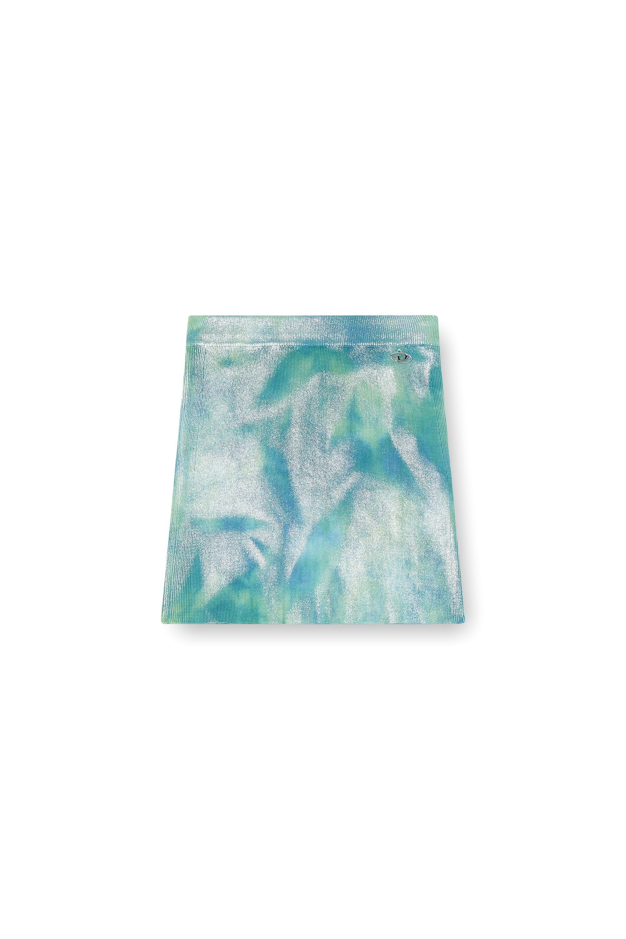 Diesel - M-ISI, Woman's Metallic solarised ribbed-knit mini skirt in Azure - 2