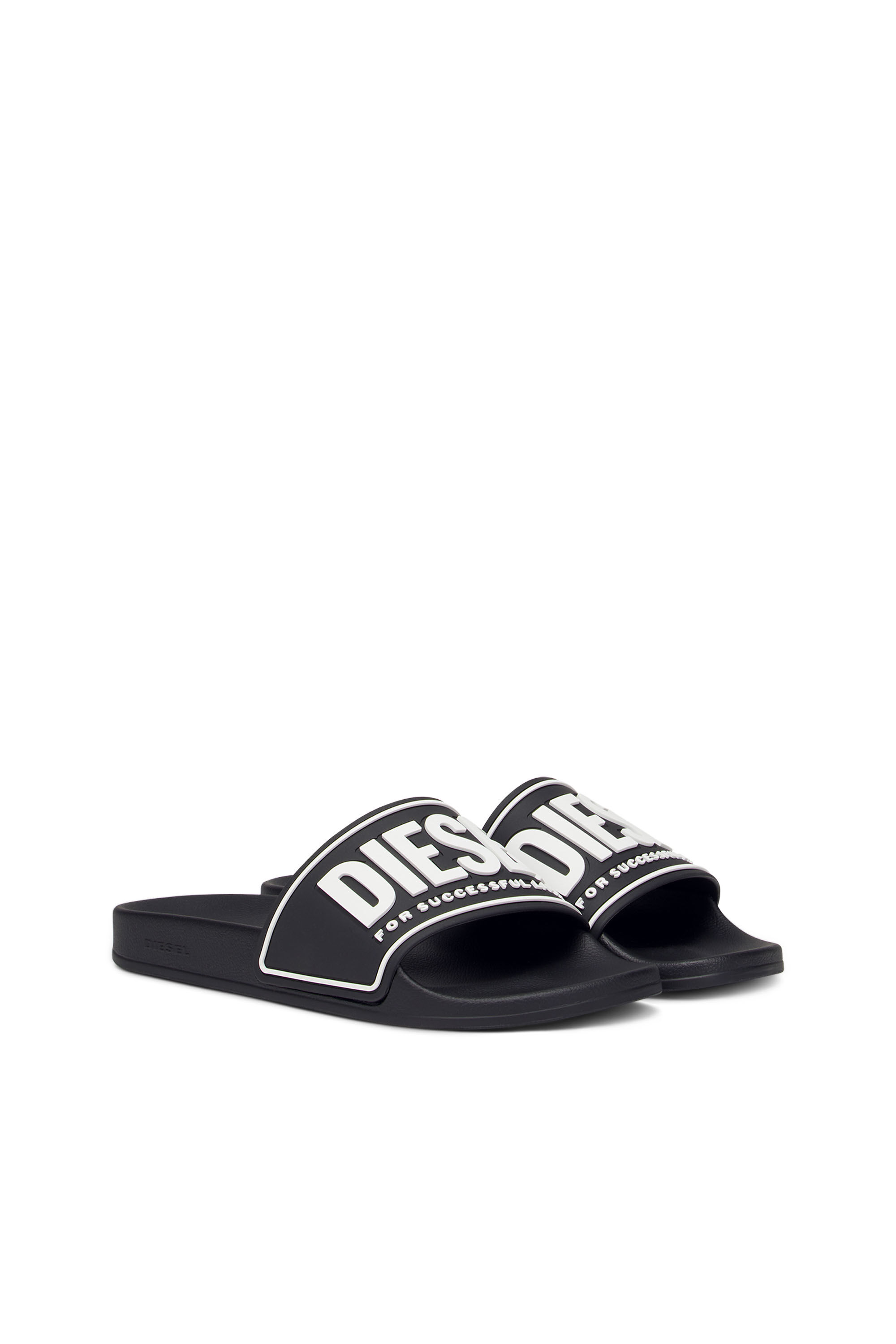 ★DIESEL★ SA Mayemi W Slide Black Y02854P4441H0958 Y02854P4 SA-MAYEMI CC W Woman: Rubber slides with embossed logo | Diesel