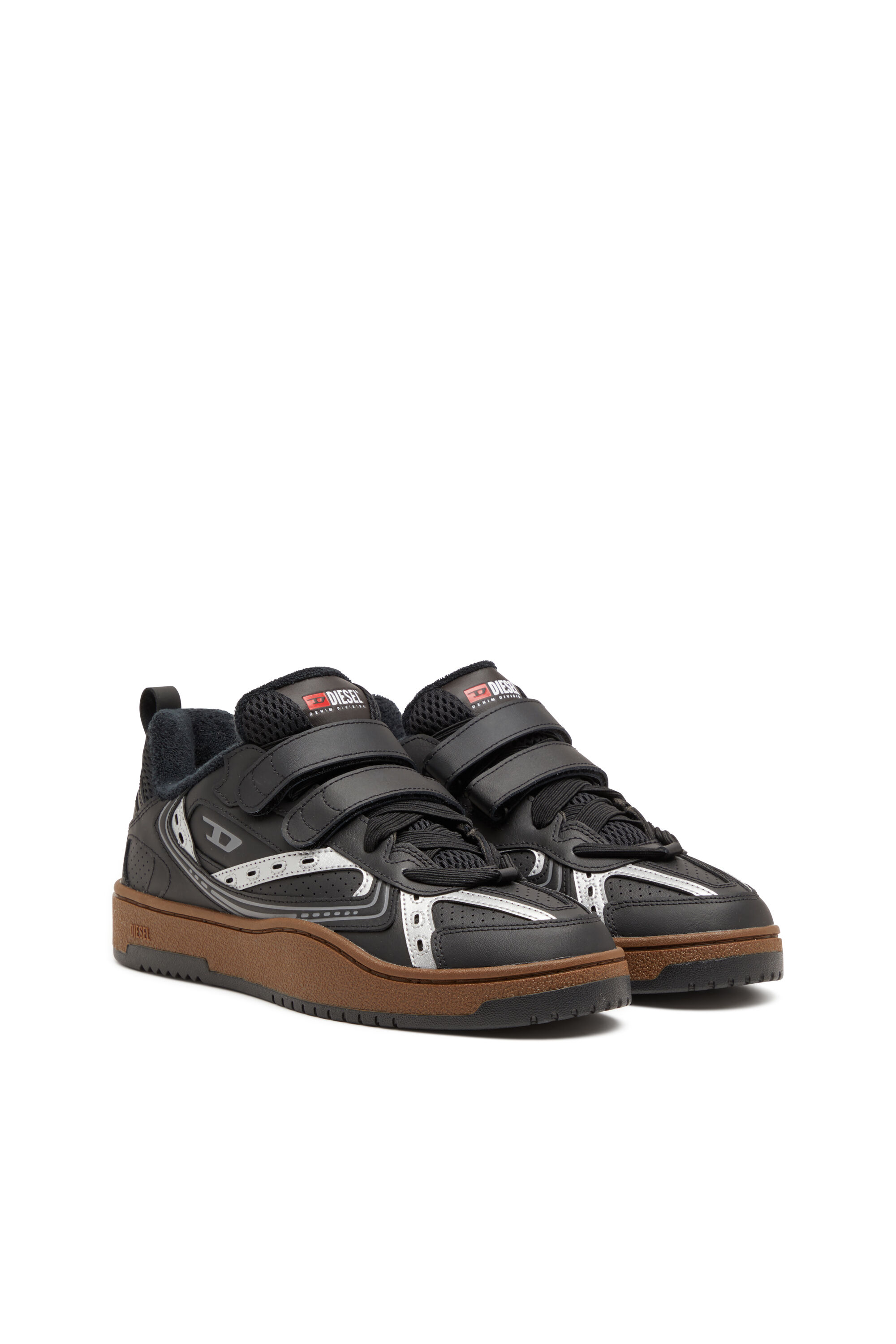 Diesel black leather sneakers online