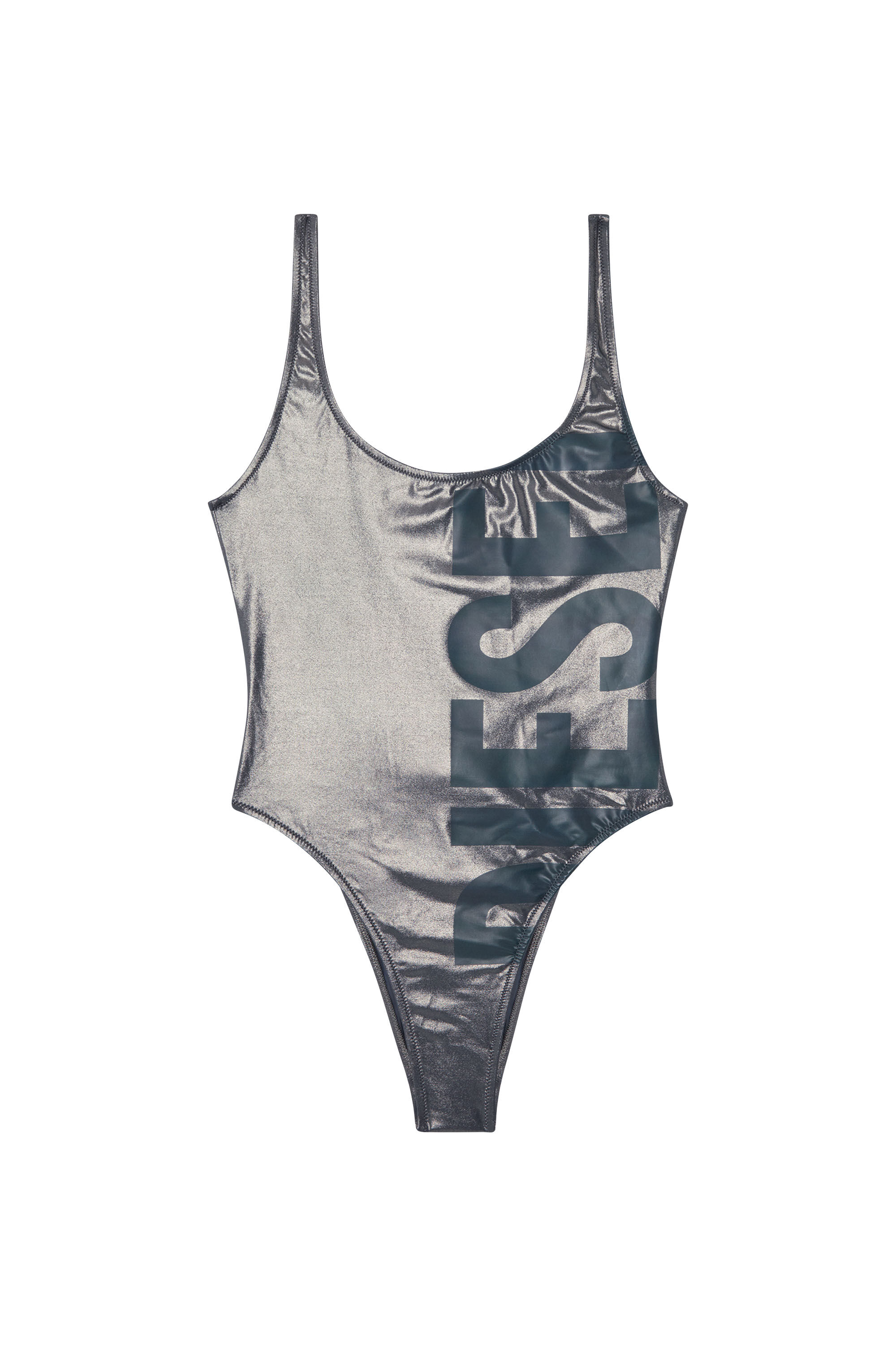 ★DIESEL★ Kylia-D-Core ロゴワンピース水着 送料関税込み Women's Metallic logo swimsuit | Grey | Diesel