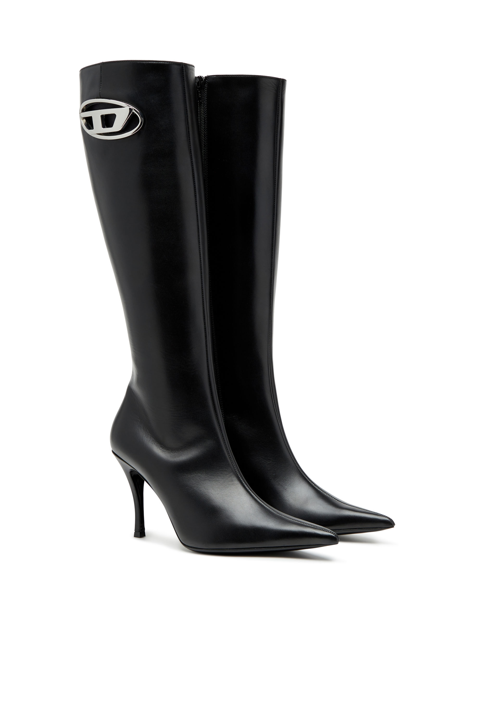 Diesel - D-VENUS HBT, Woman D-Venus-Leather boots with oval D plaque in Black - Image 2