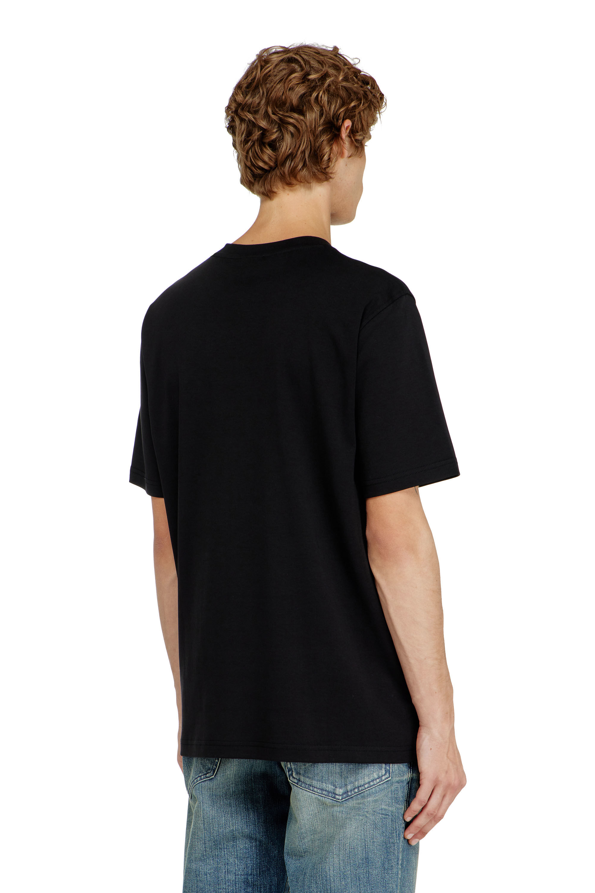 Diesel - T-ADJUST-V-MICRODIV, Man's V-neck T-shirt with micro logo embroidery in Black - 4