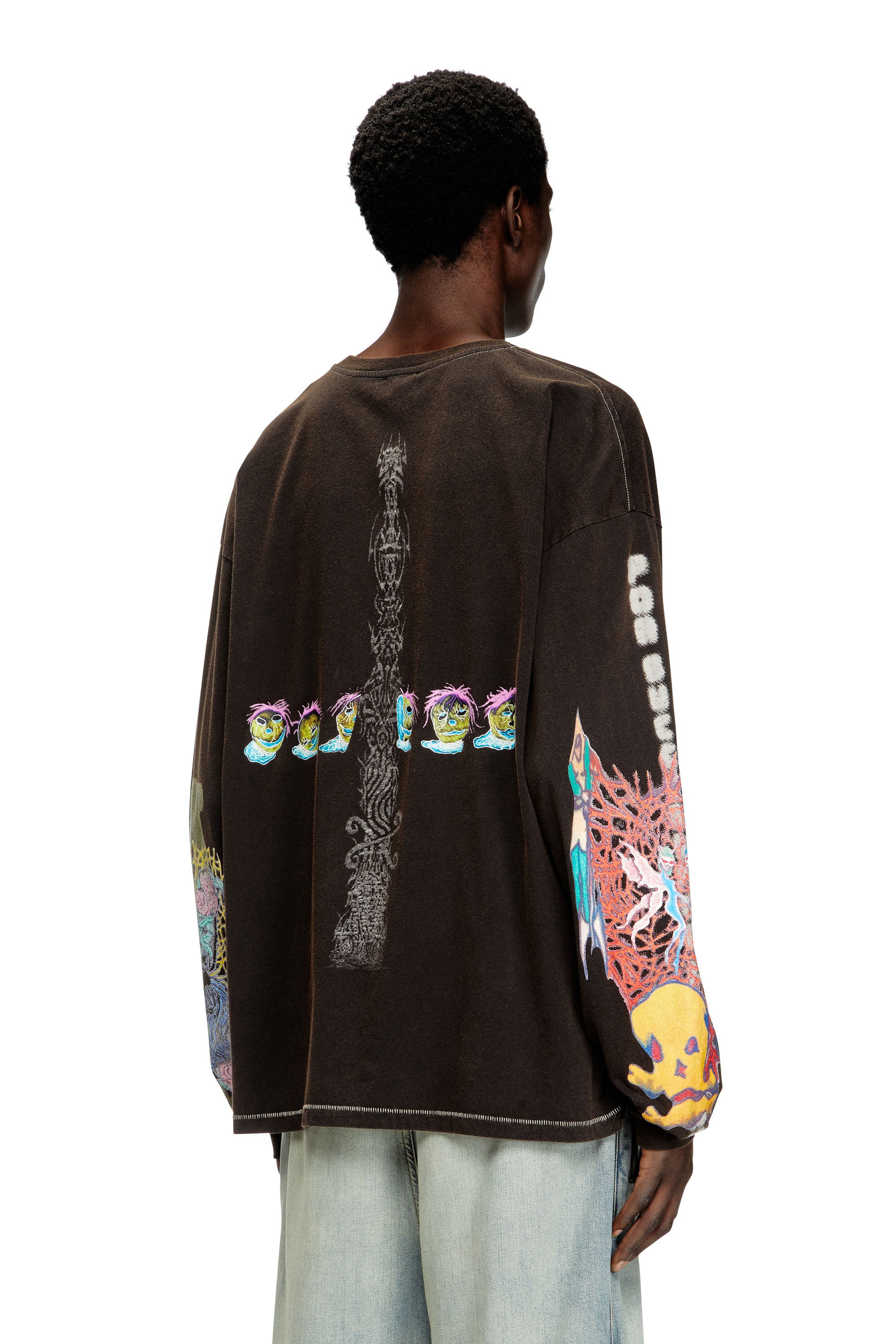 DIESEL T-Boxt-Ls-R4 ロング Tシャツ Men's Long-sleeve T-shirt with printed graphics | Black | Diesel