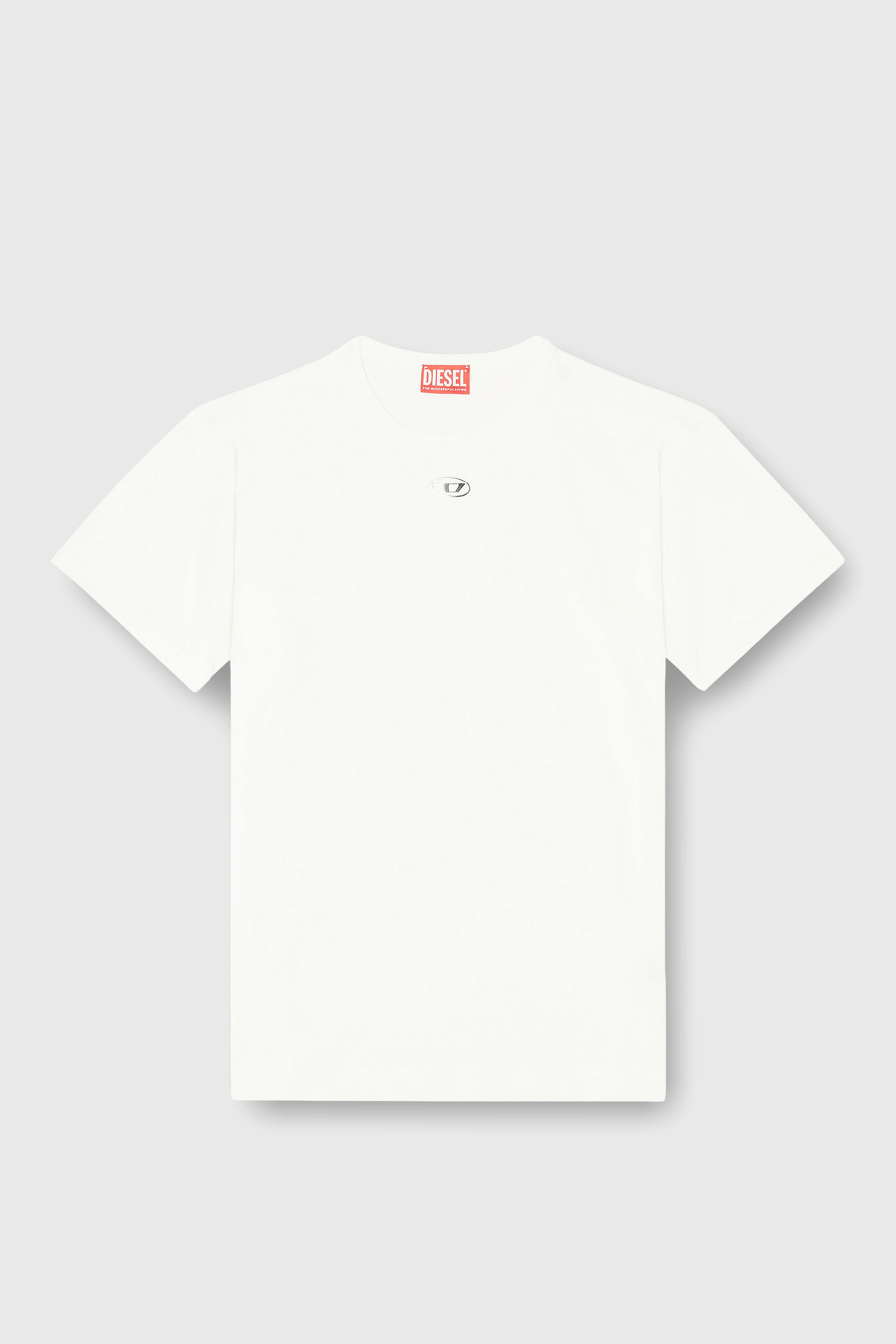 Diesel - T-NORMY-OD-S1, Woman's Cotton T-shirt with metallic Oval D in White - 2
