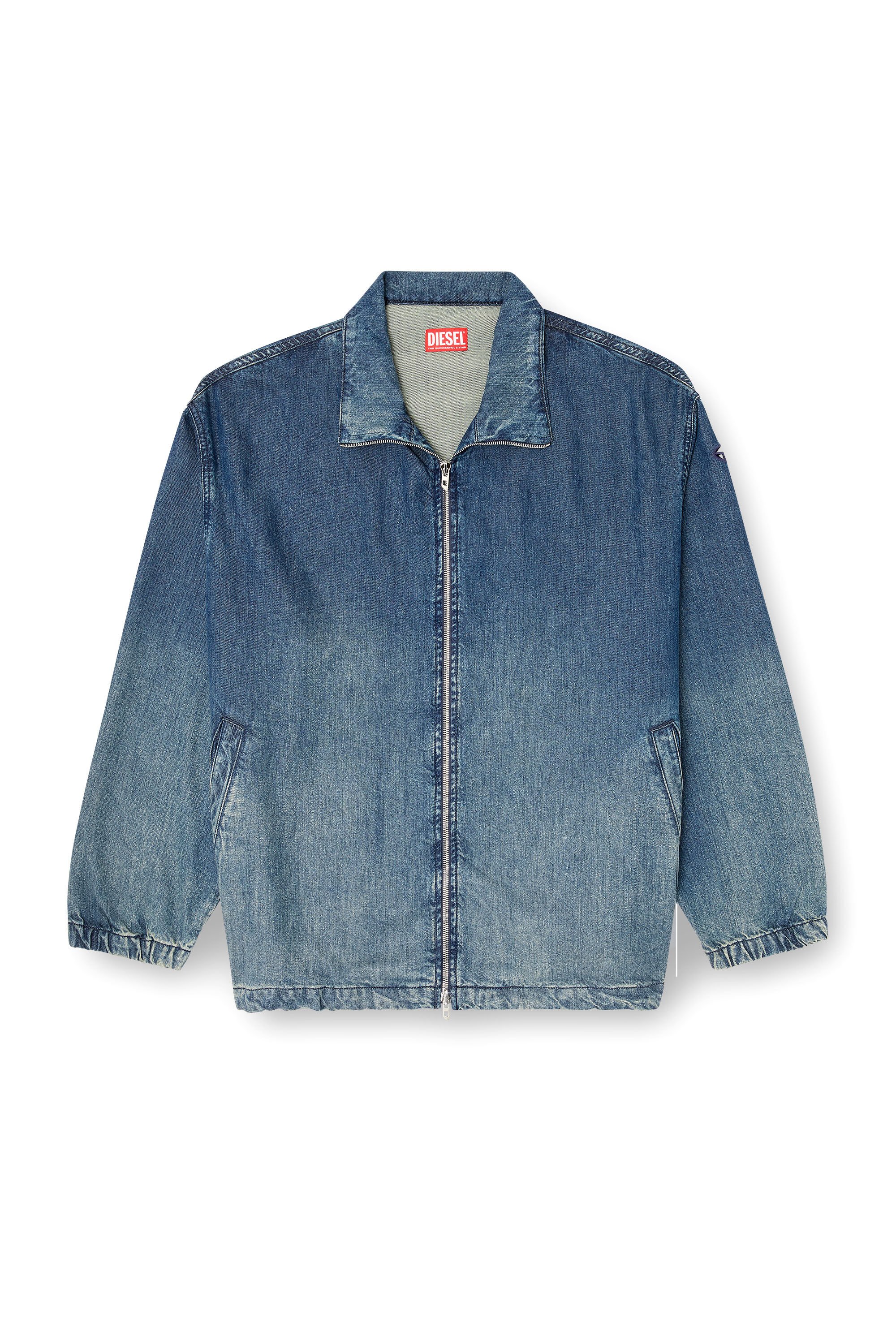 Diesel - D-KRAP-S6, Man's Zipped jacket in fluid denim in Dark Blue - 2