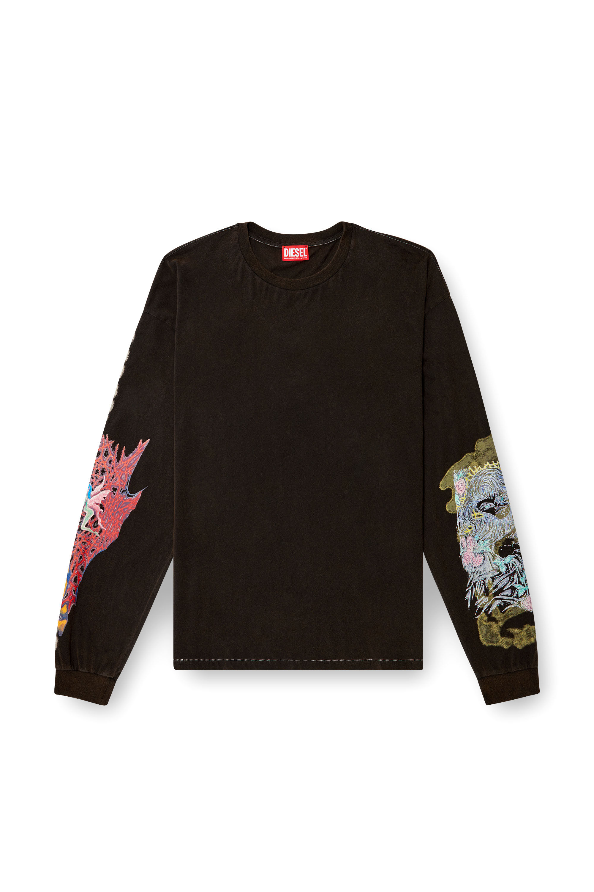 DIESEL T-Boxt-Ls-R4 ロング Tシャツ Men's Long-sleeve T-shirt with printed graphics | Black | Diesel