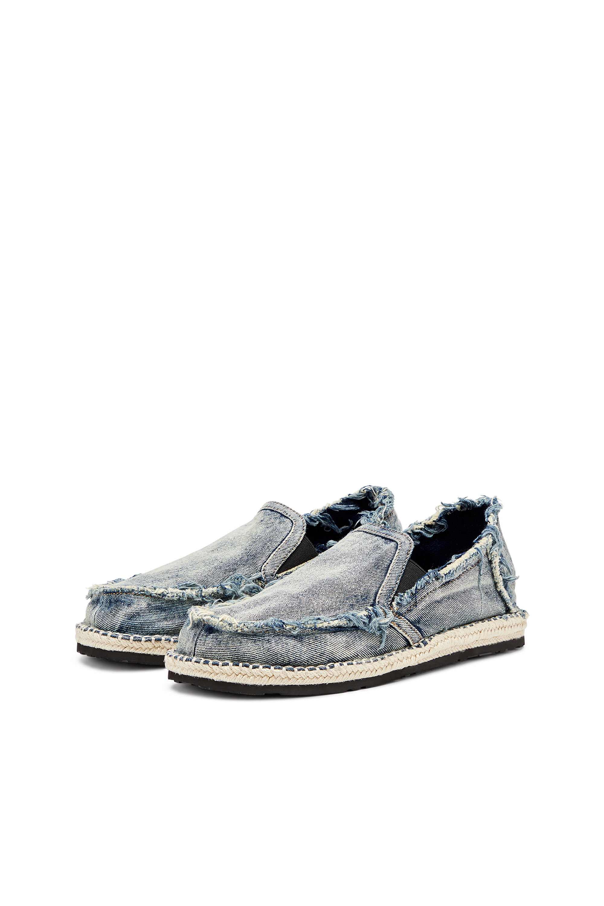 スリッポン DIESEL | D-LUKAS ESP BLUE DENIM/BEIGE Men's D-Lukas-Espadrille loafers in distressed denim | Blue