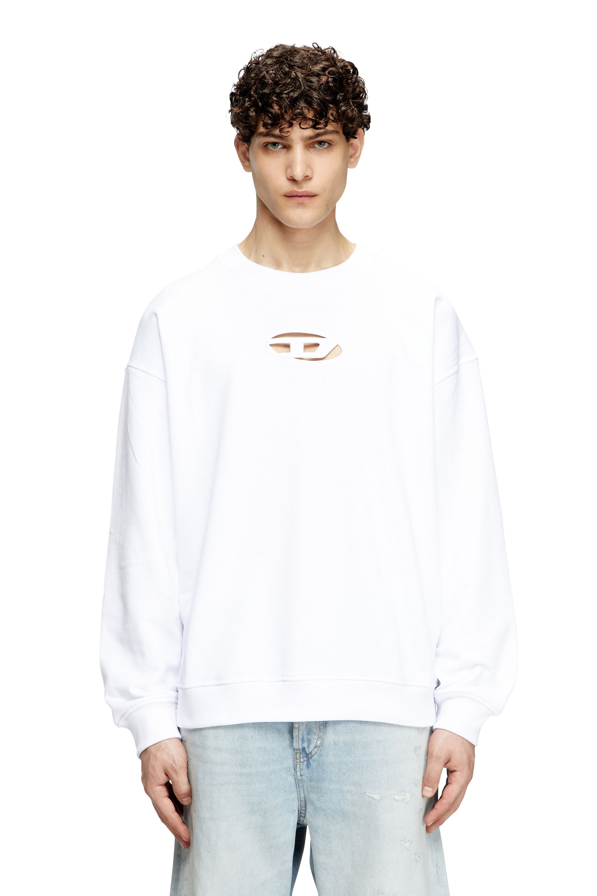 Diesel - S-BOXT-OD, Man's Sweatshirt with cut-out Oval D logo in White - 3