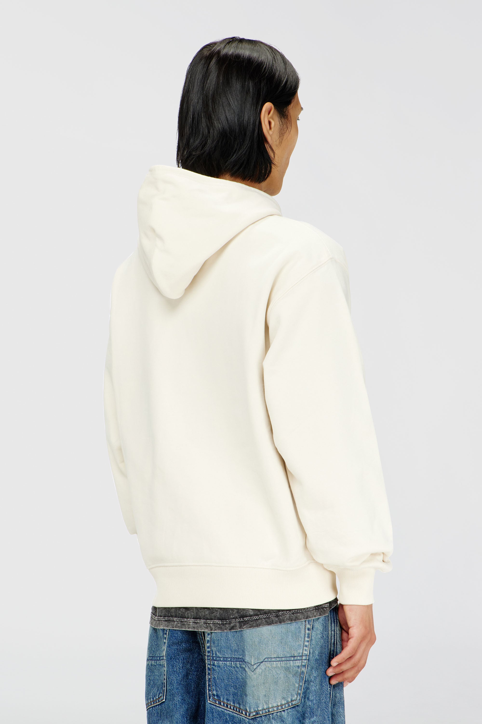 Diesel - S-LUK-H-T92, Man's Cotton hoodie with tonal Oval D logo embroidery in White - 4