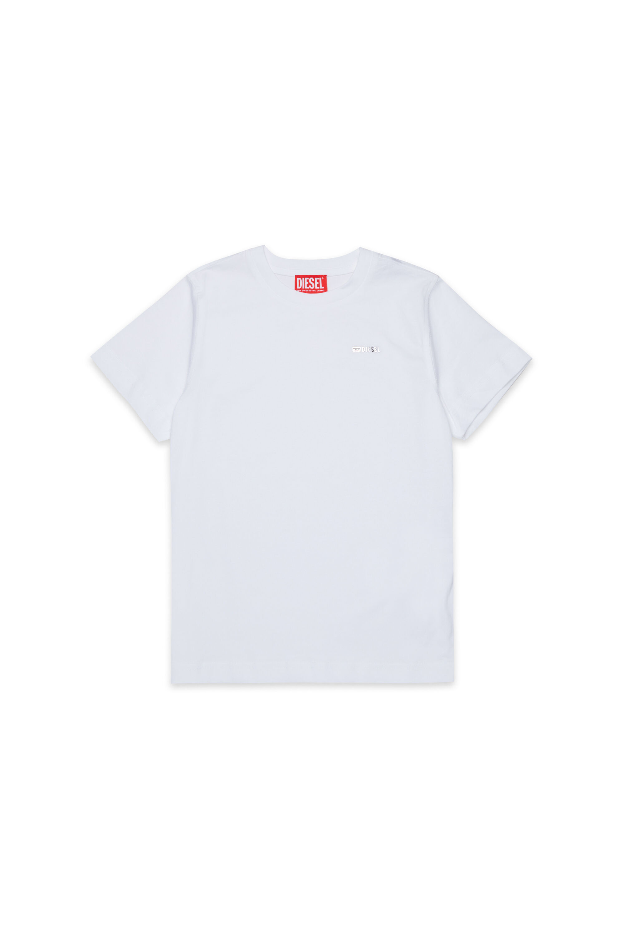 Diesel - TADJUSTMET, Man's Cotton T-shirt with metal appliqu&eacute; in White - 1