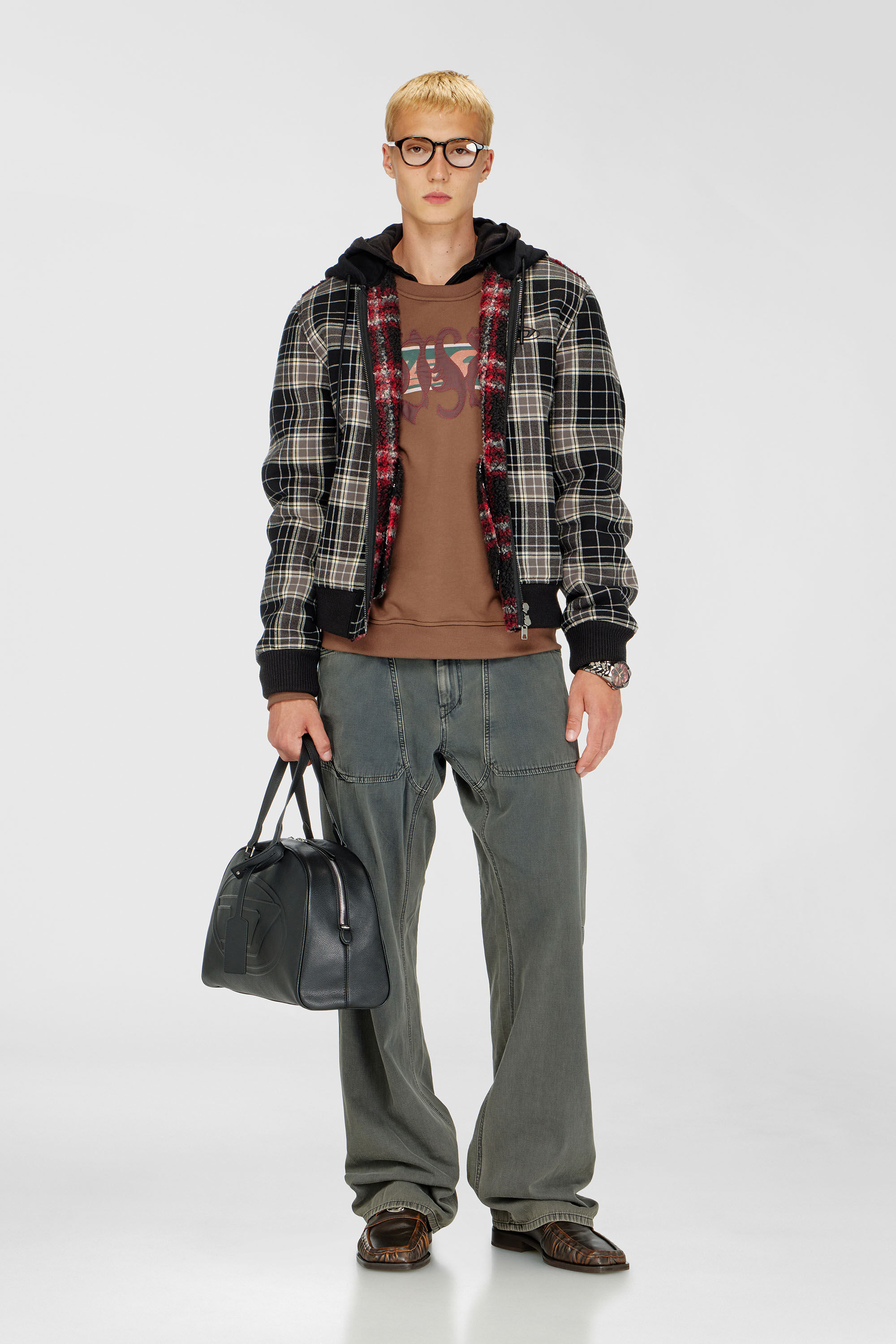 Diesel - S-NORM-AA6, Man's Sweatshirt with graphic prints and patches in Brown - 1