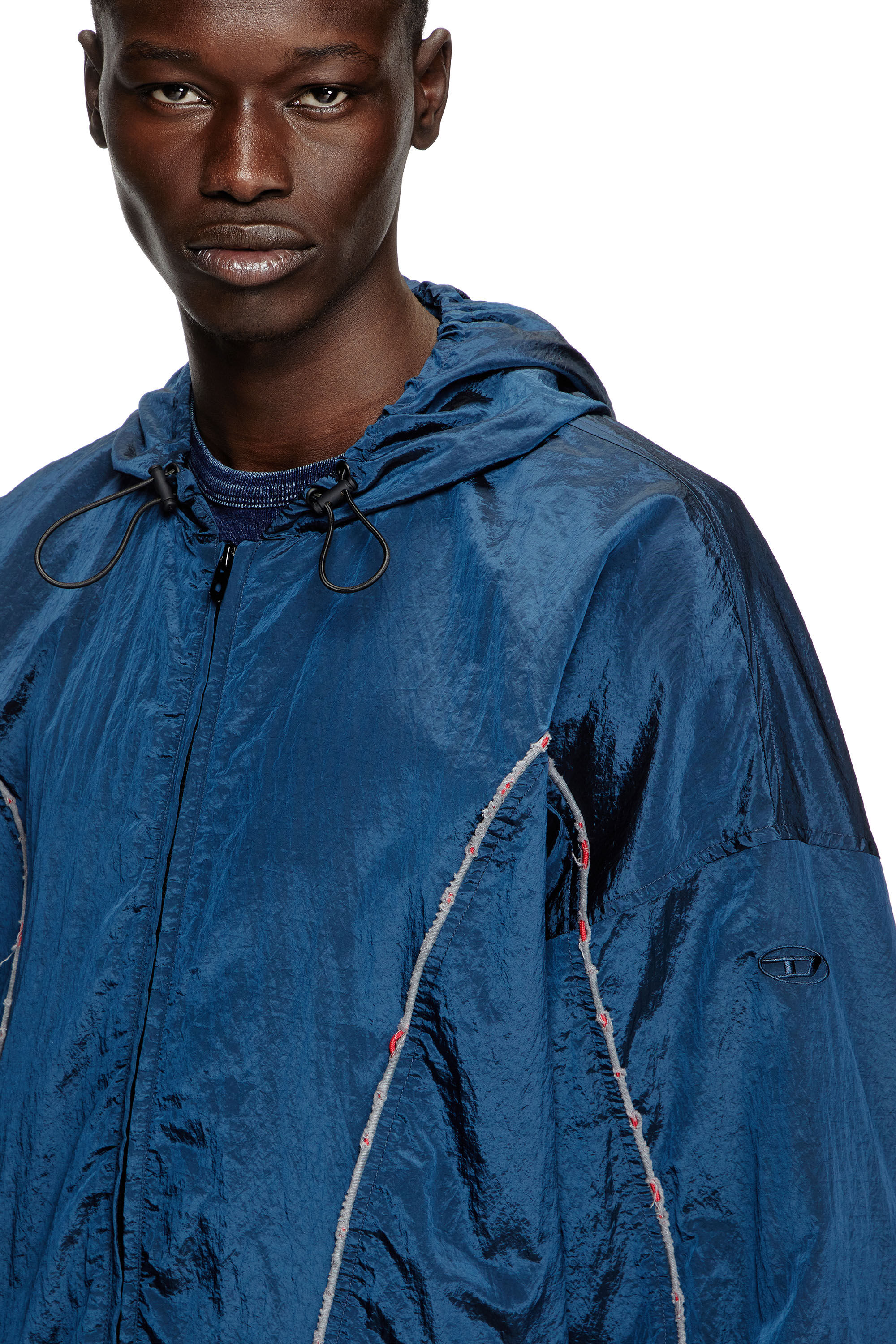 Men's Windbreaker with destroyed piping | Blue | Diesel