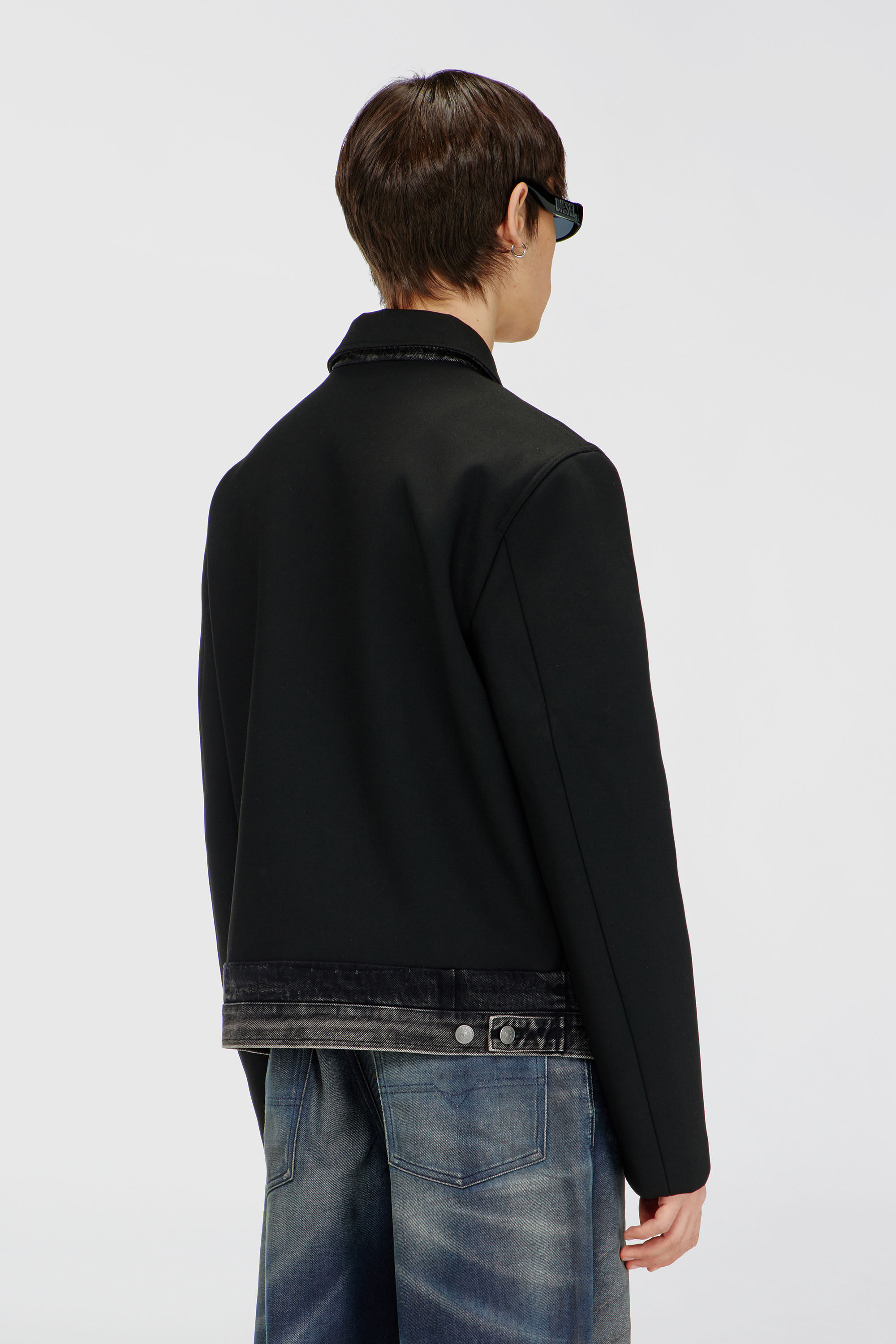 Diesel - J-RAJAM, Man's Coach jacket with denim section in Black - 4
