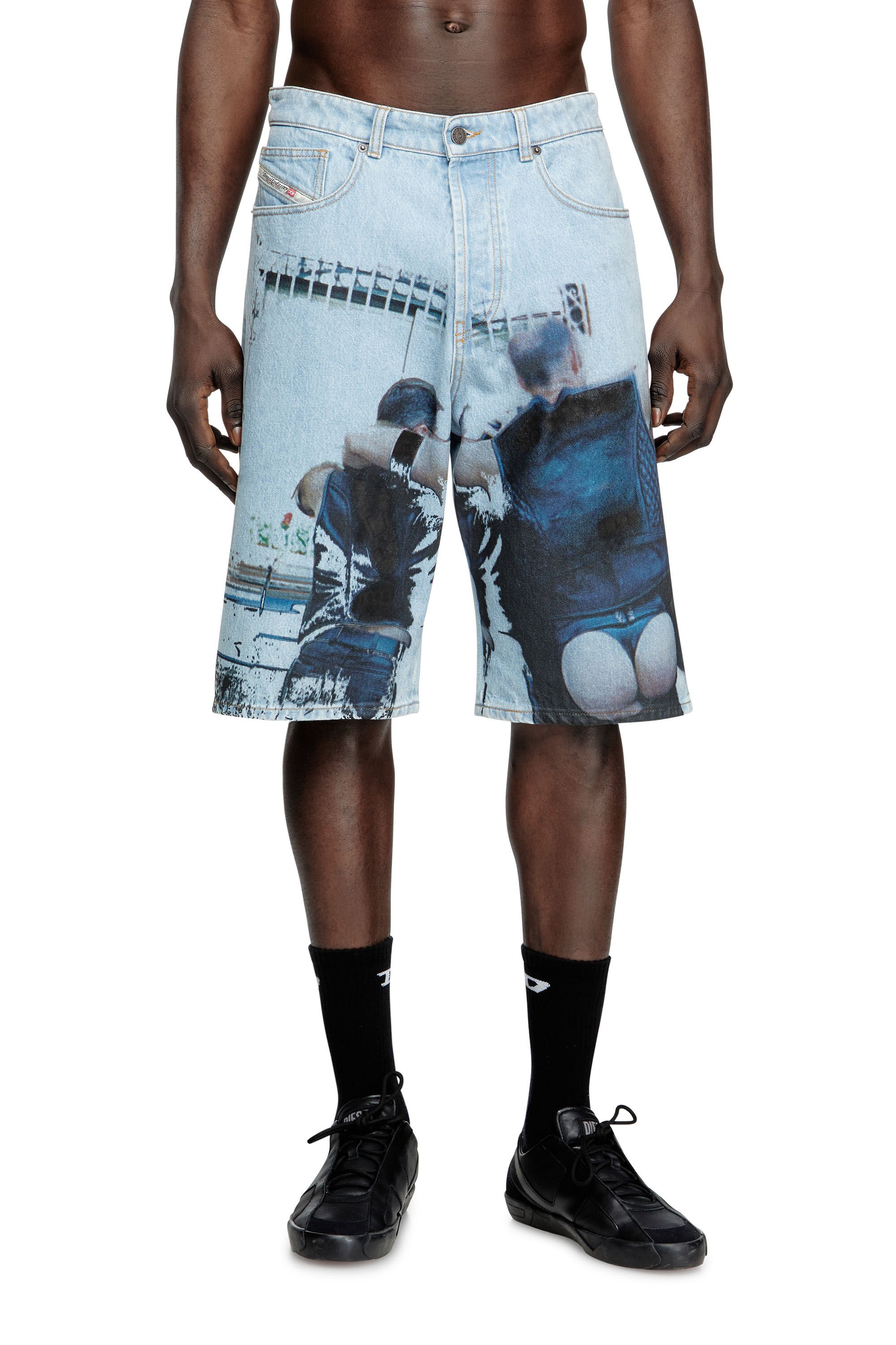 Diesel - PR-D-RIXFORD-S, Unisex's Denim shorts with faded print in Light Blue - 3