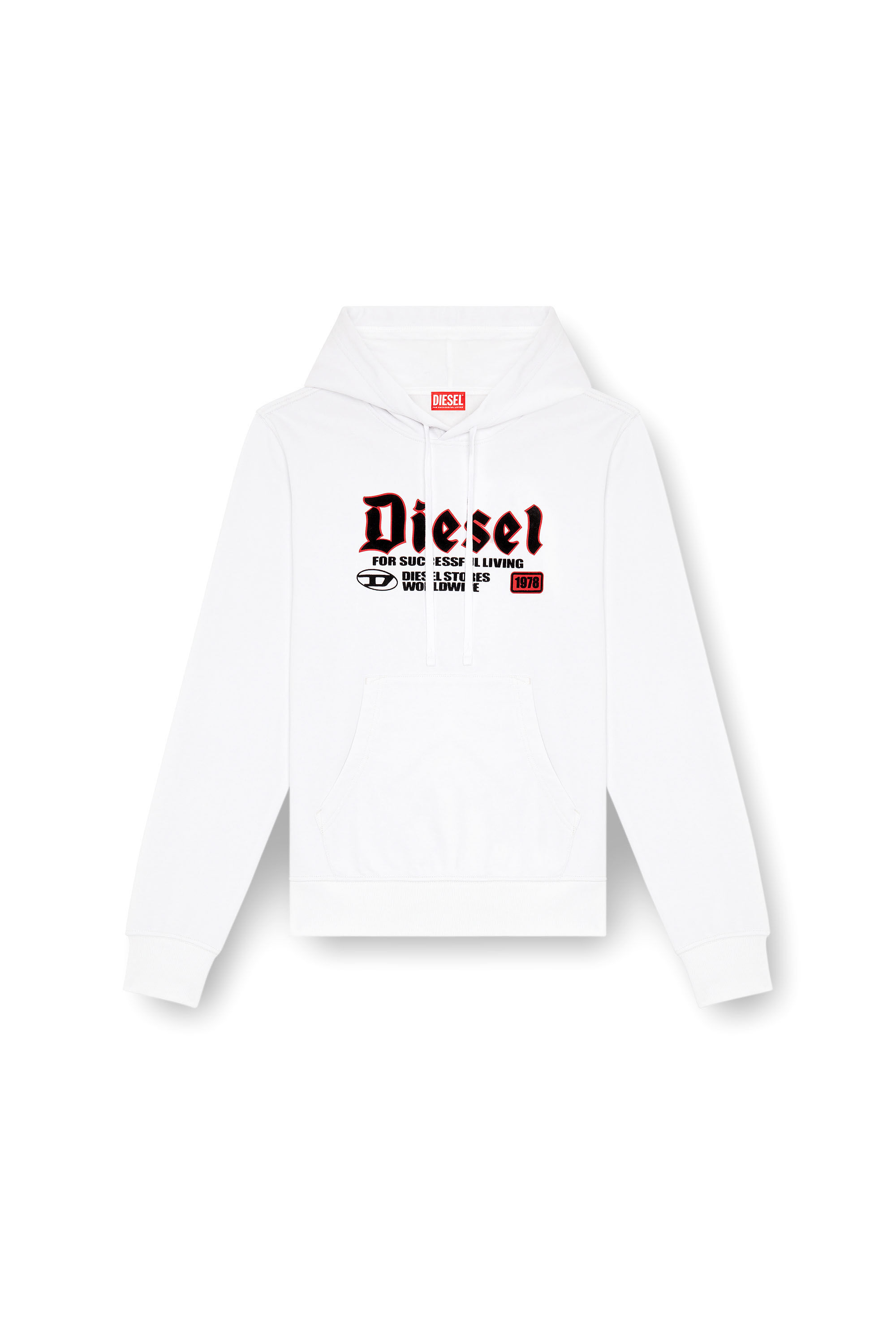 Diesel - S-GINN-HOOD-K45, Man's Hoodie with flocked logo in White - 2