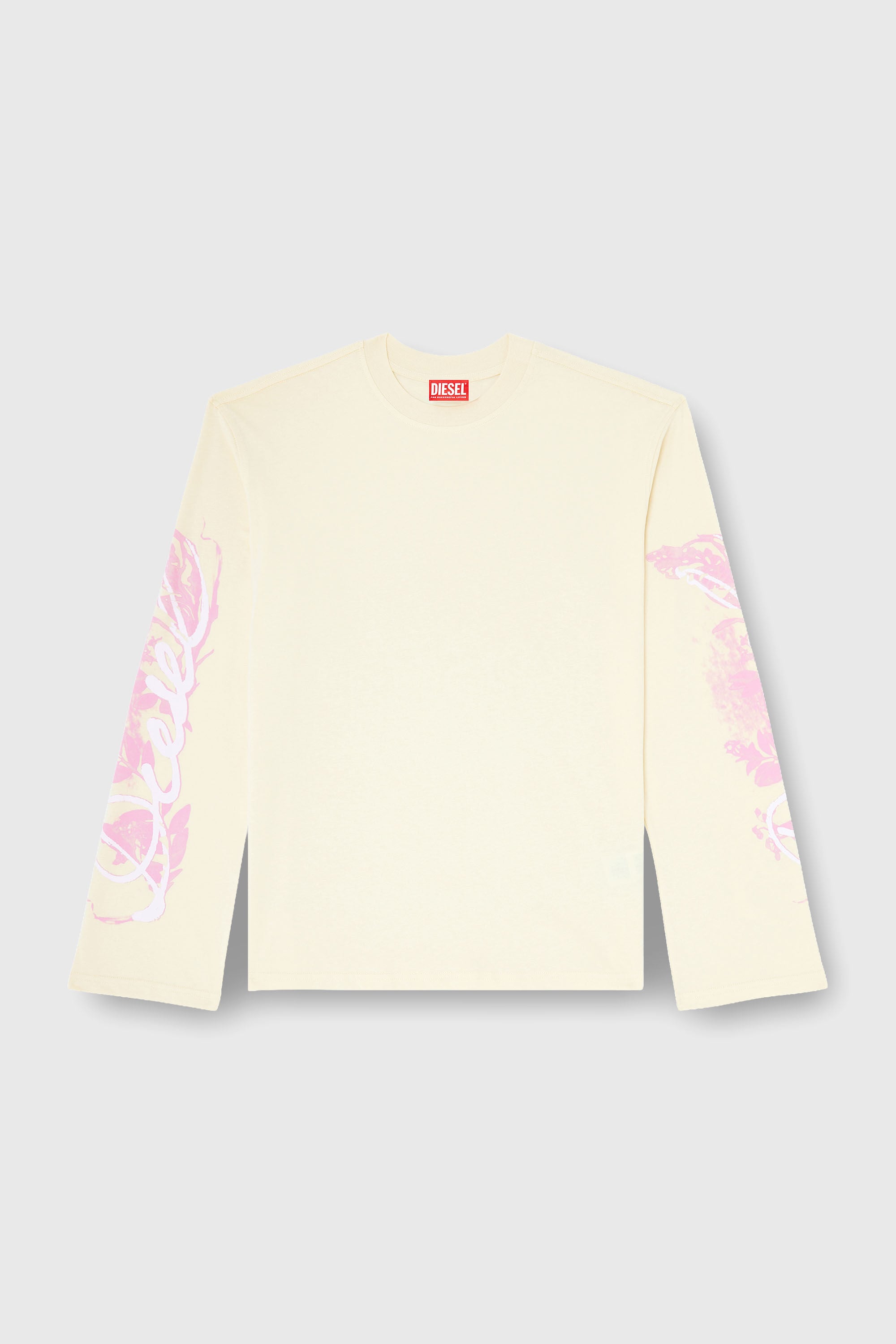 Diesel - T-HILARY-LS-AA3, Woman's Long-sleeve T-shirt with graphic prints and crystals in Yellow - 2