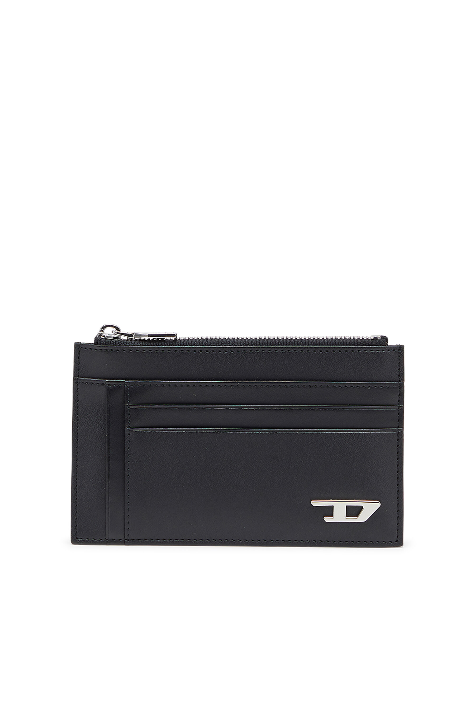 Diesel - D-LOGO 2.0 CARD CASE VI, Man's Leather card holder with zip pocket in Black - 1