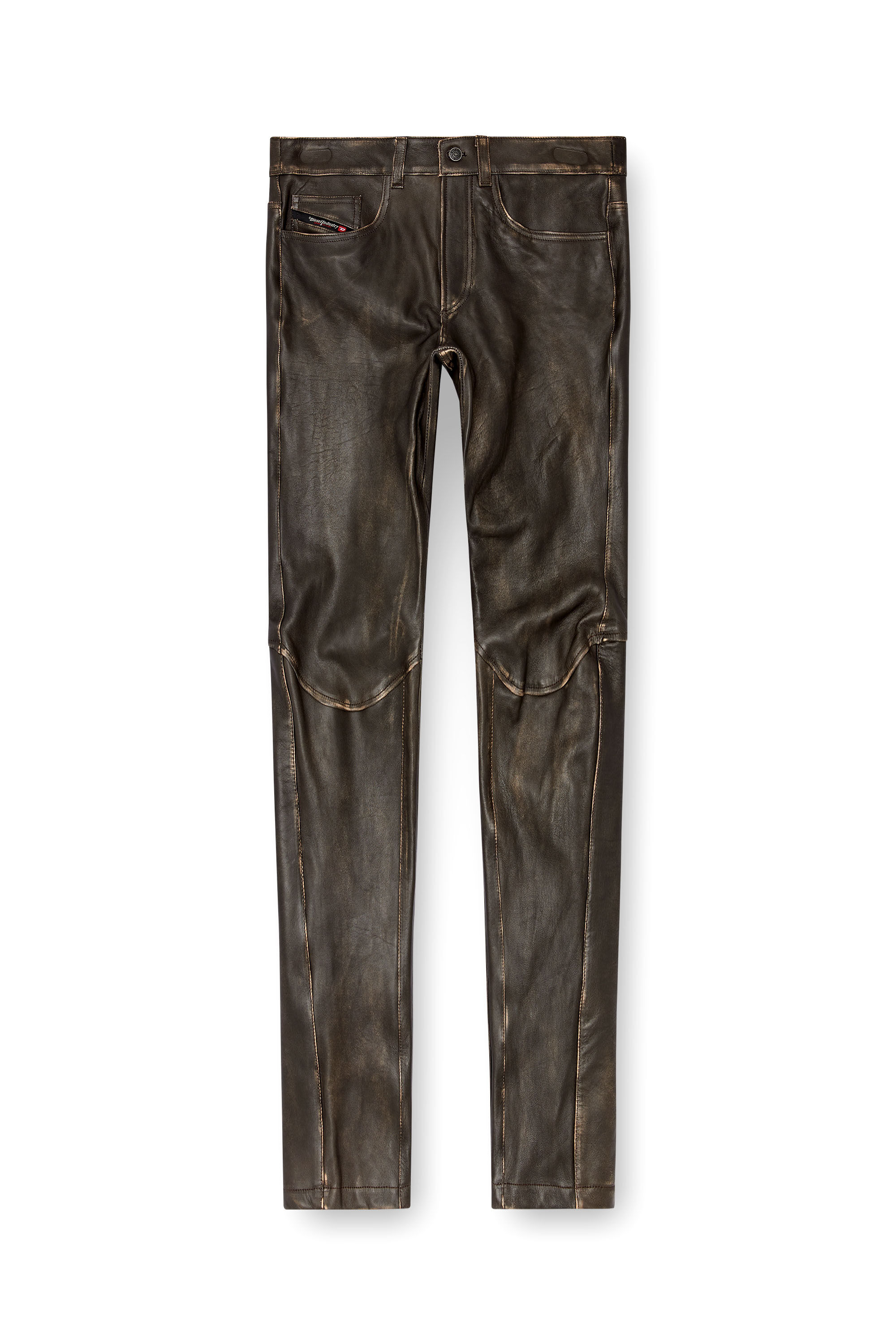 Men s Distressed leather pants Black Diesel