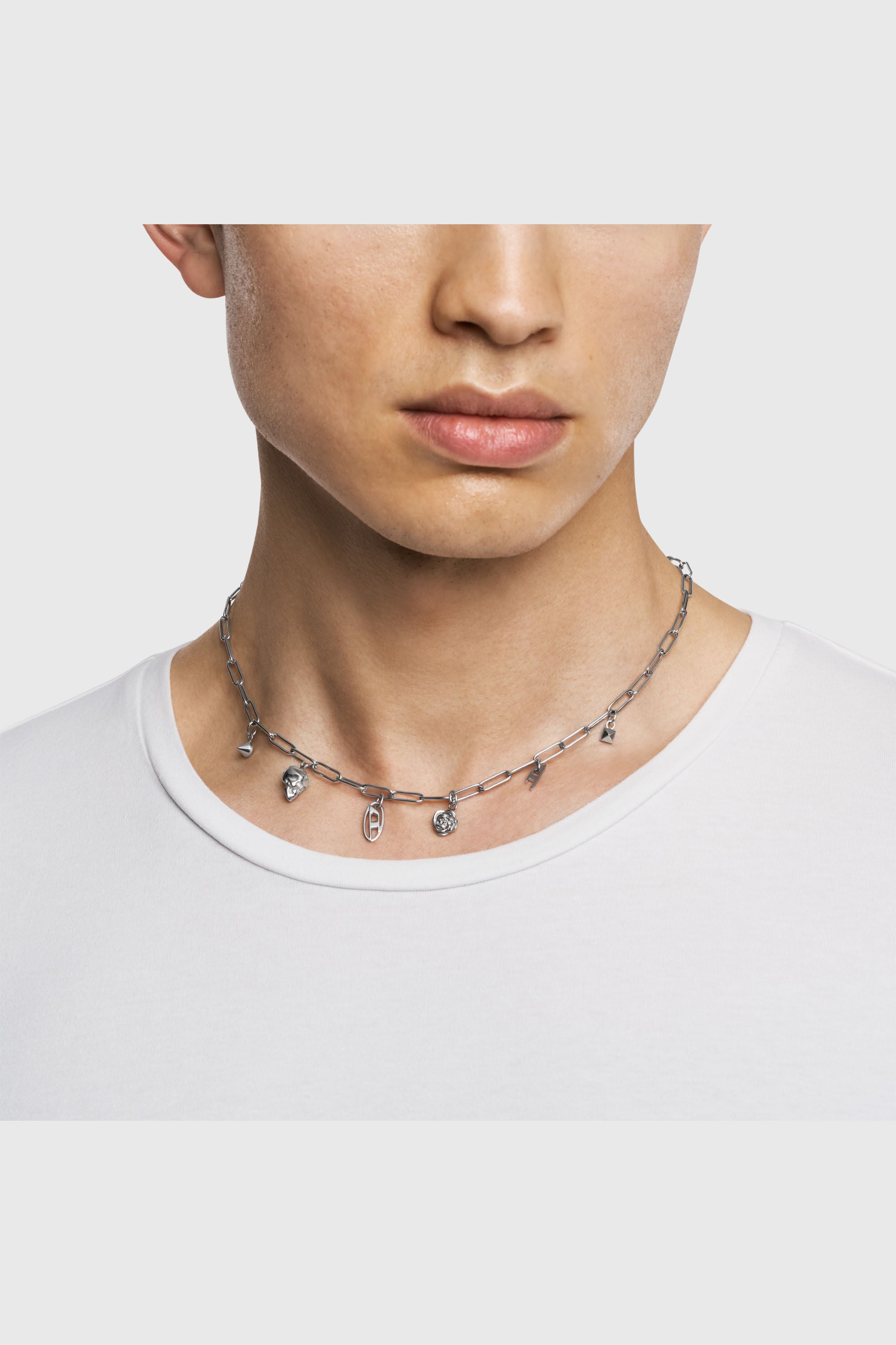 Diesel - DX1605040, Unisex's Stainless Steel Charm Necklace in Silver - 4