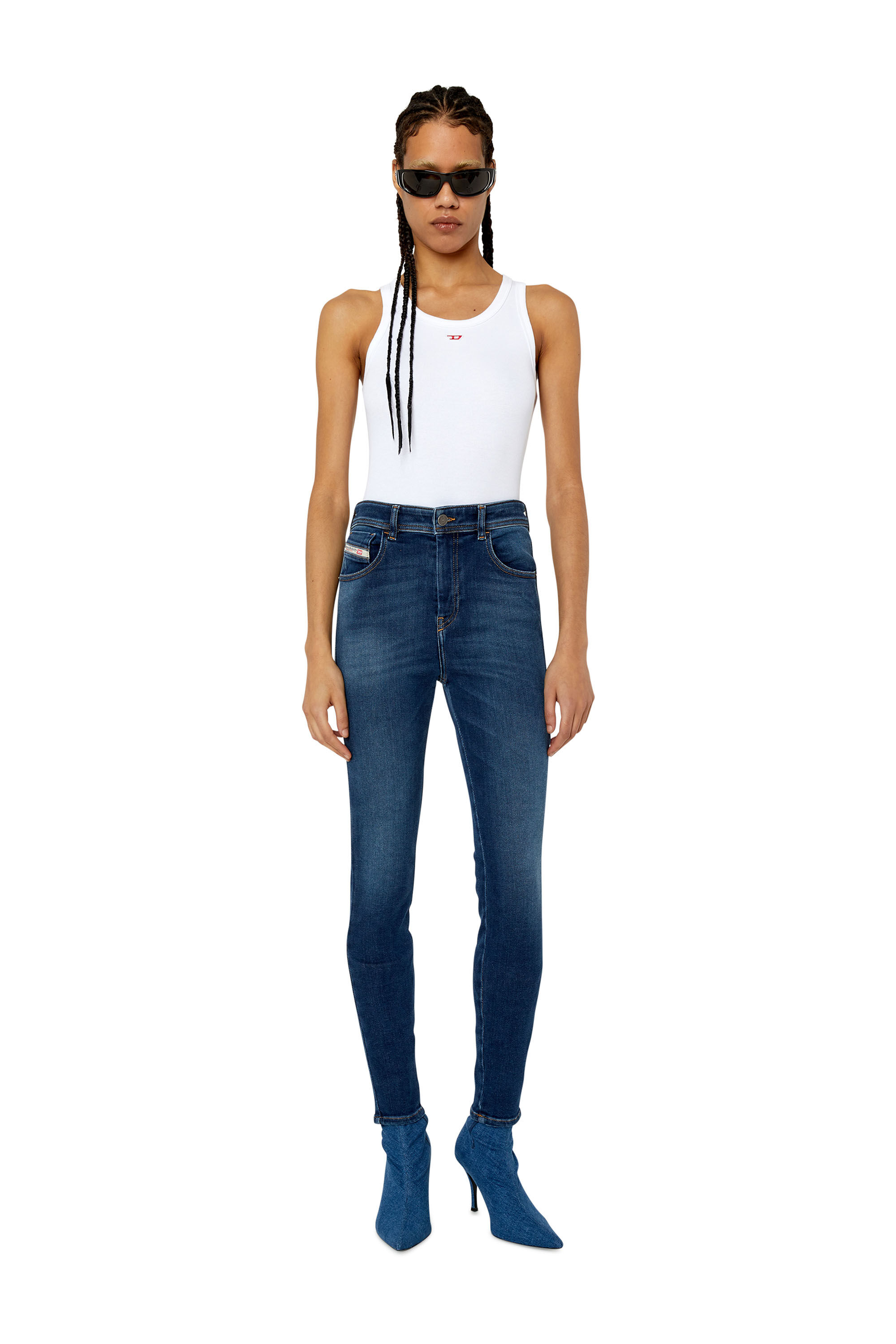 Diesel - 1984 Slandy high 09E97 Super skinny Jeans, Dark Blue - Image 1