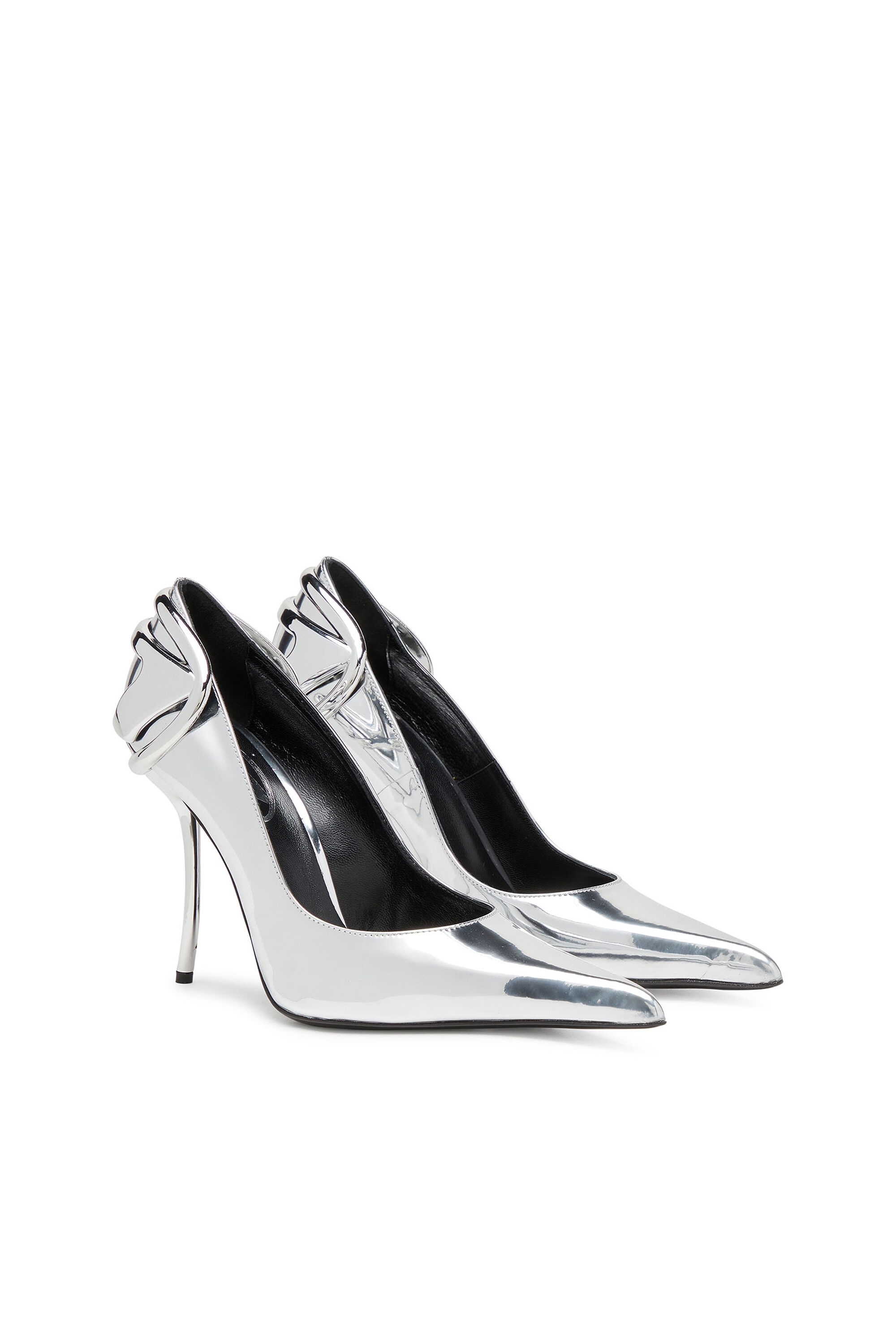 Diesel - D-TEN&HALF P, Woman's D-Ten&Half-Metallic pumps with curved heel in Silver - 2