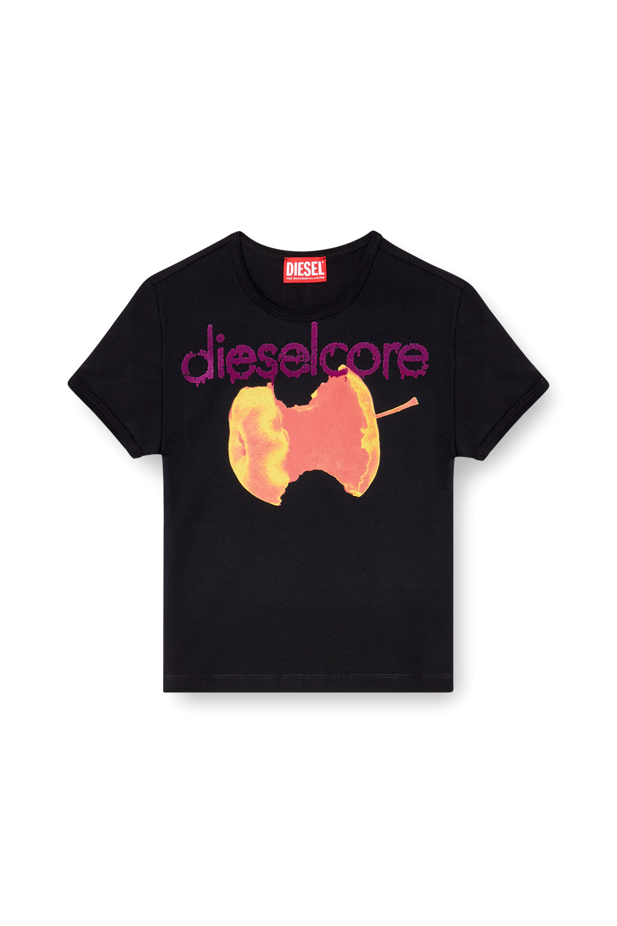 Diesel - T-UNCUTIES-SHORT-Q2, Woman's T-shirt with Diesel Core logo in Black - 2