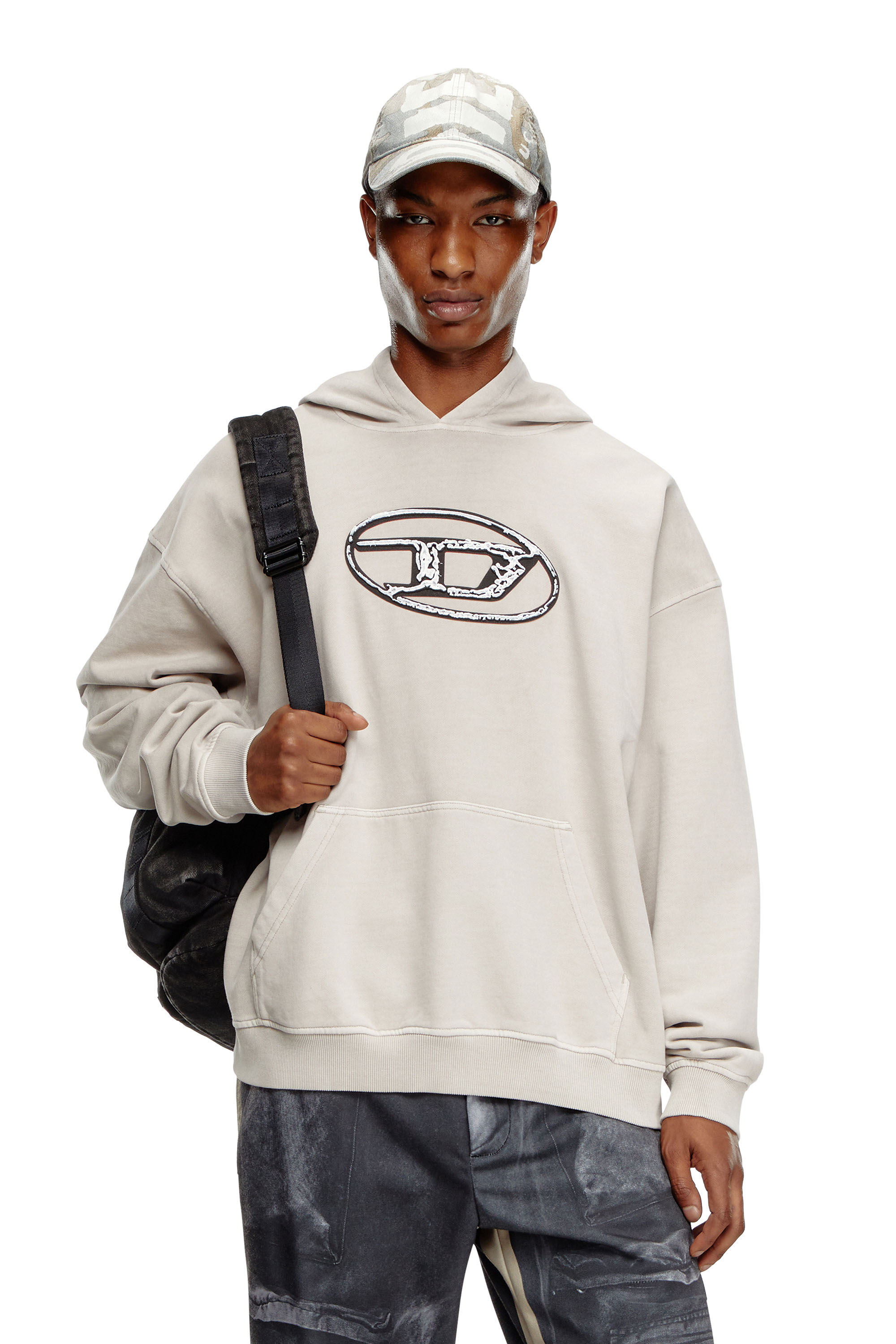 【関税込 *DIESEL】ディーゼル S-Boxt-Hood-Q7 パーカー Men's Hoodie with multi-layered logo print | Black | Diesel