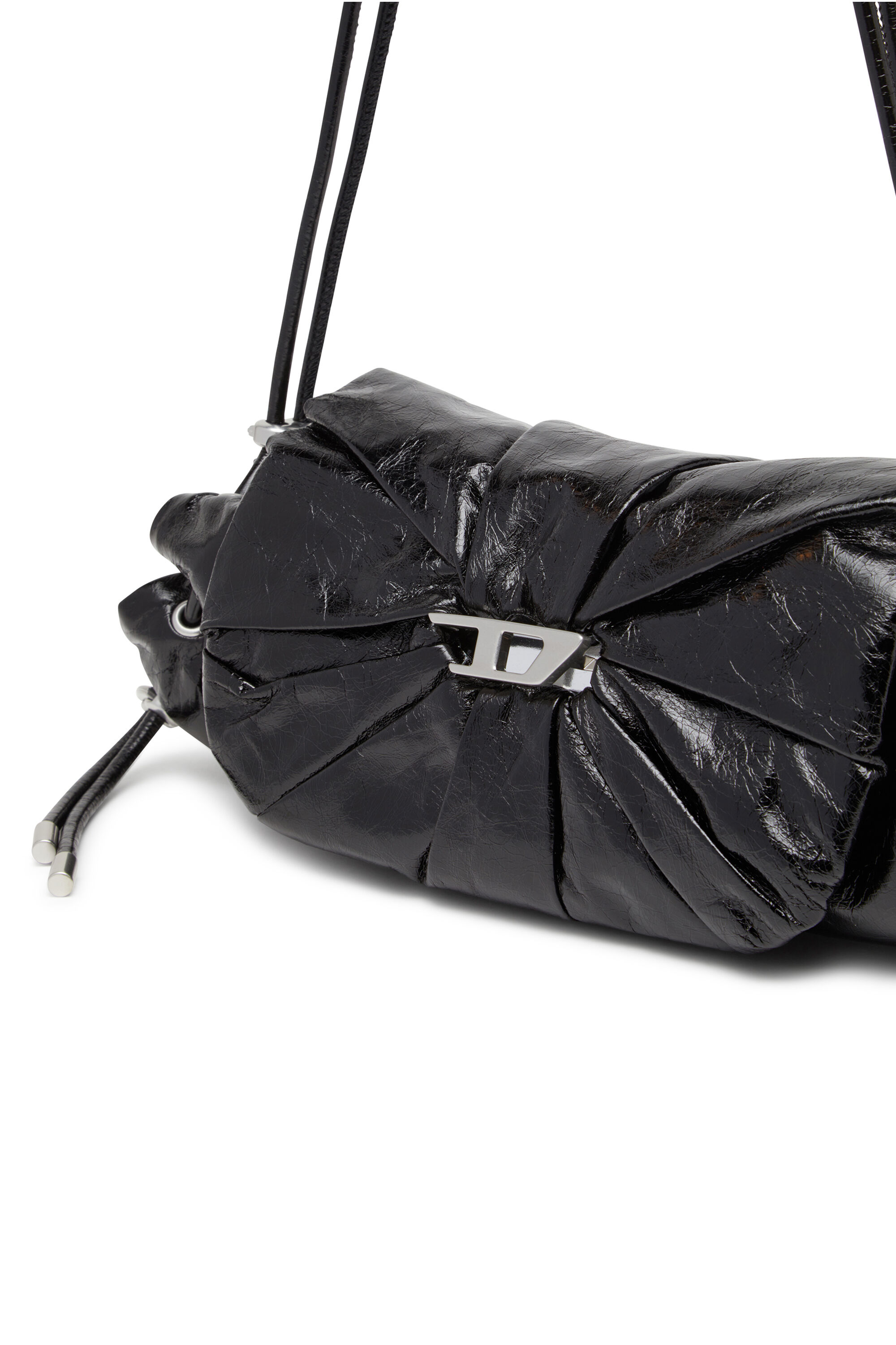 Diesel - SCRUNCH-D SHOULDER S, Woman's Scrunch-D S-Shoulder bag in scrunched leather in Black - 2