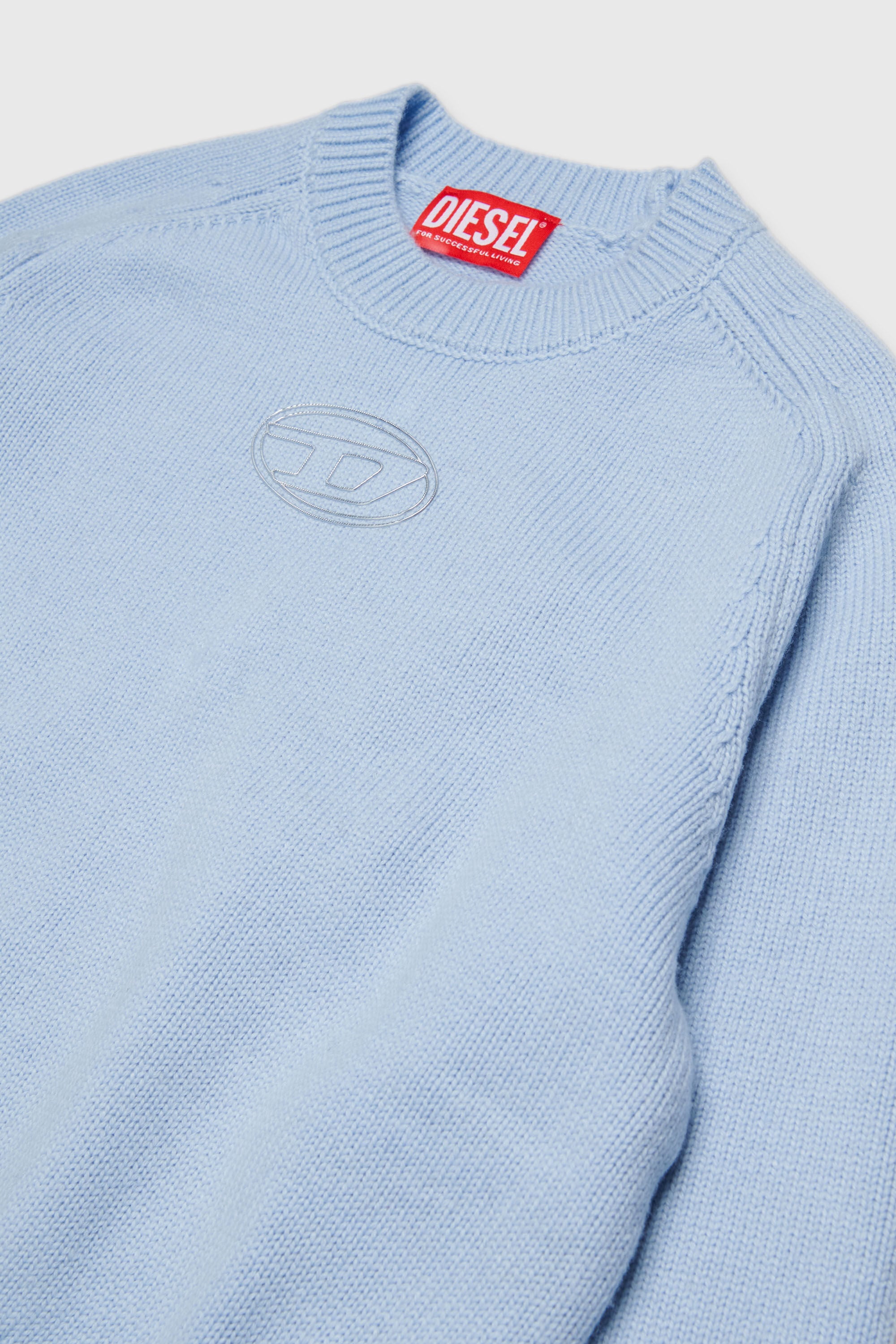 Diesel - KIMLIN, Woman's Cashmere-enriched jumper with Oval D logo in Light Blue - 3