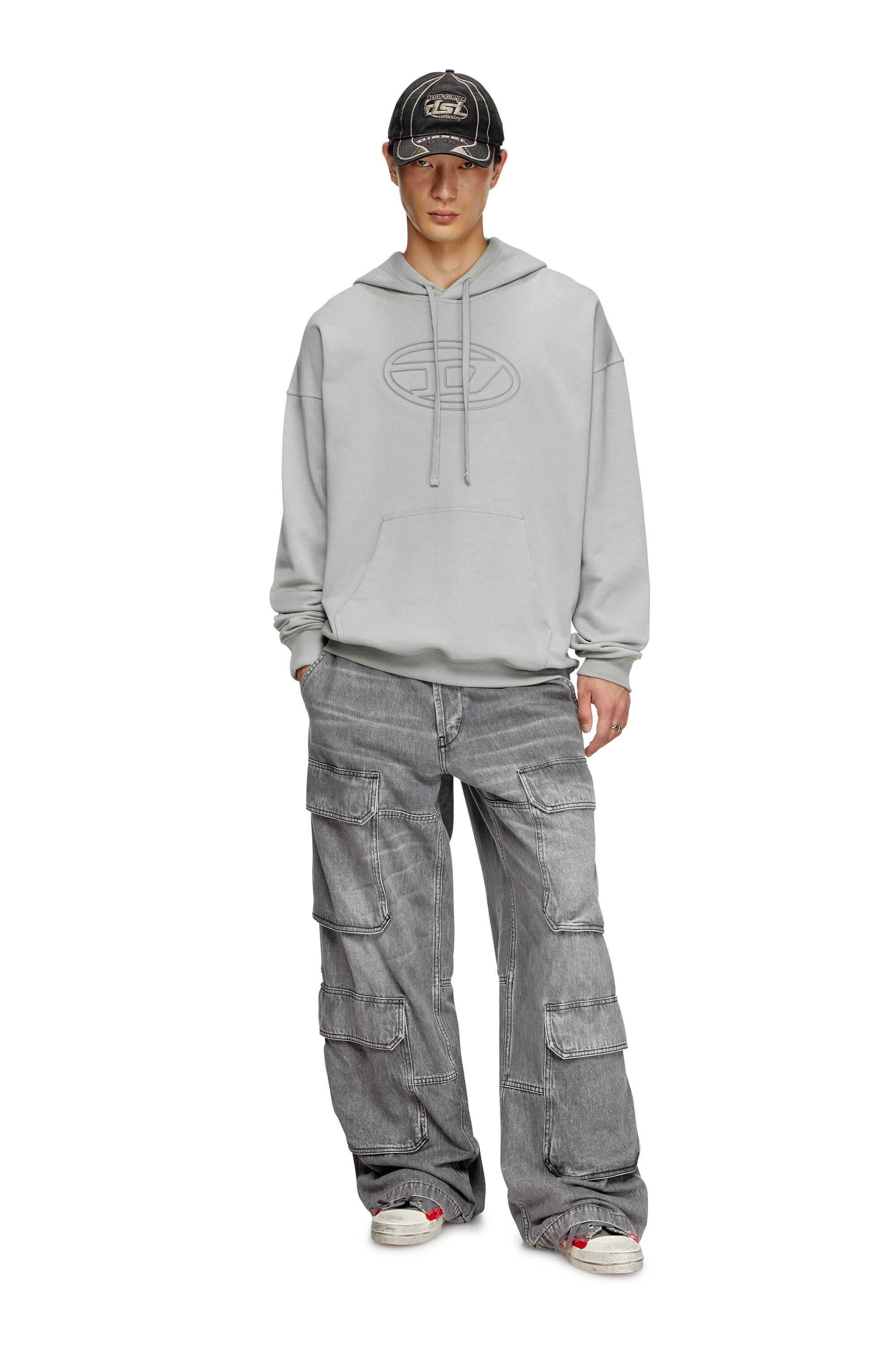Men's Hoodie with embossed Oval D | Grey | Diesel