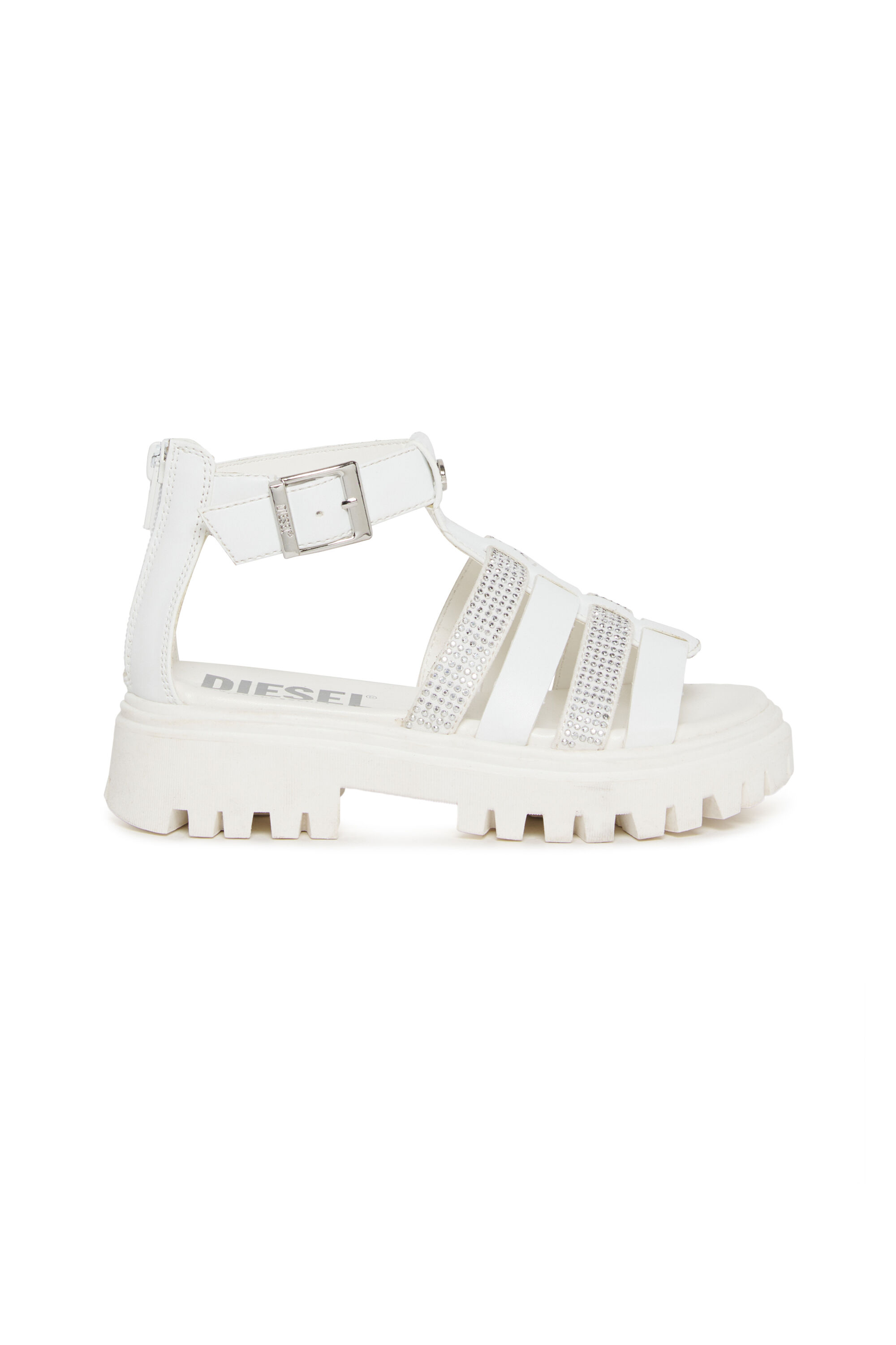 Diesel - D-SANBLIN, Woman's D-SANBLIN-Chunky sandal with rhinestones in White - 1