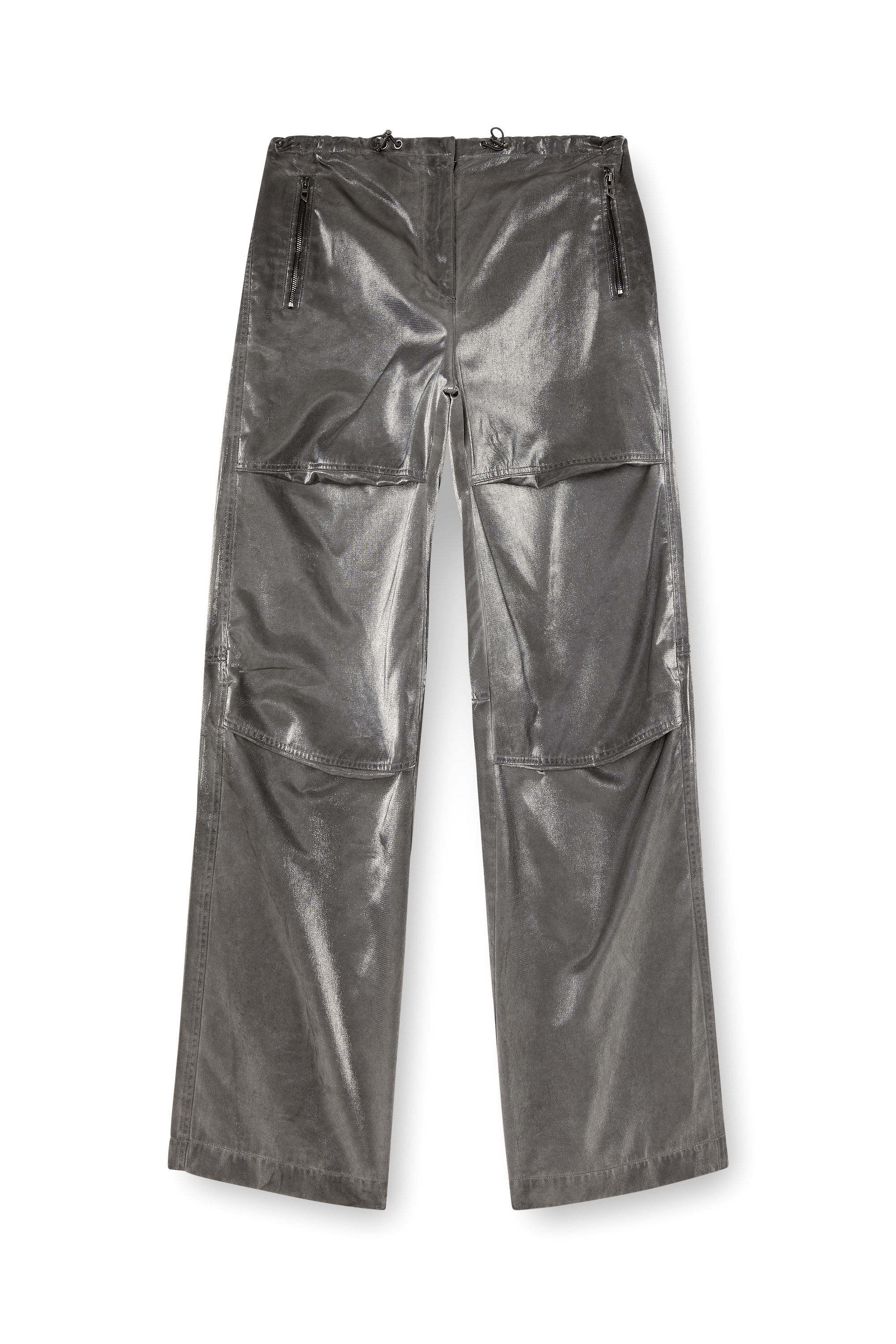 Diesel - P-RODIGE, Woman's Satin cargo pants in Grey - 2