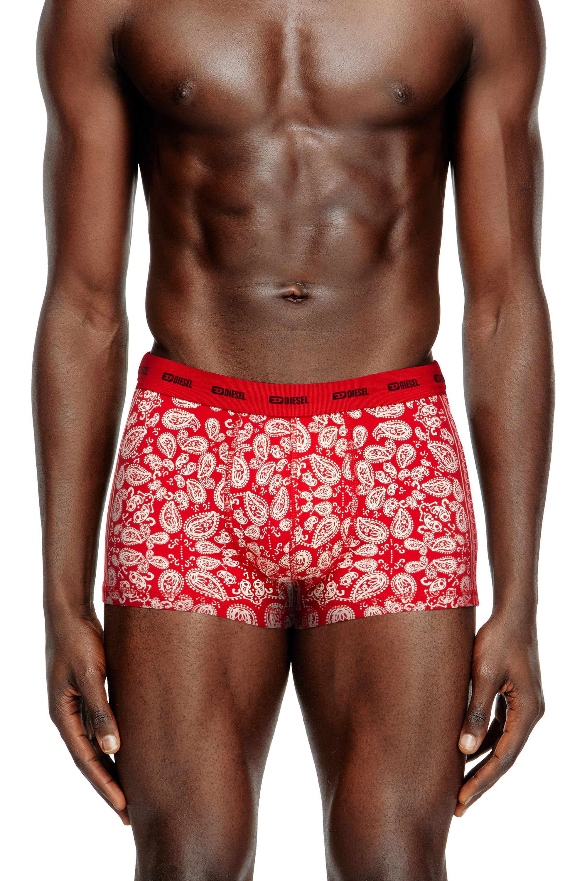 Diesel - DAMIEN-GFT-UTLT-3PACK, Man's 3-pack stretch cotton boxers in Red/White - 3