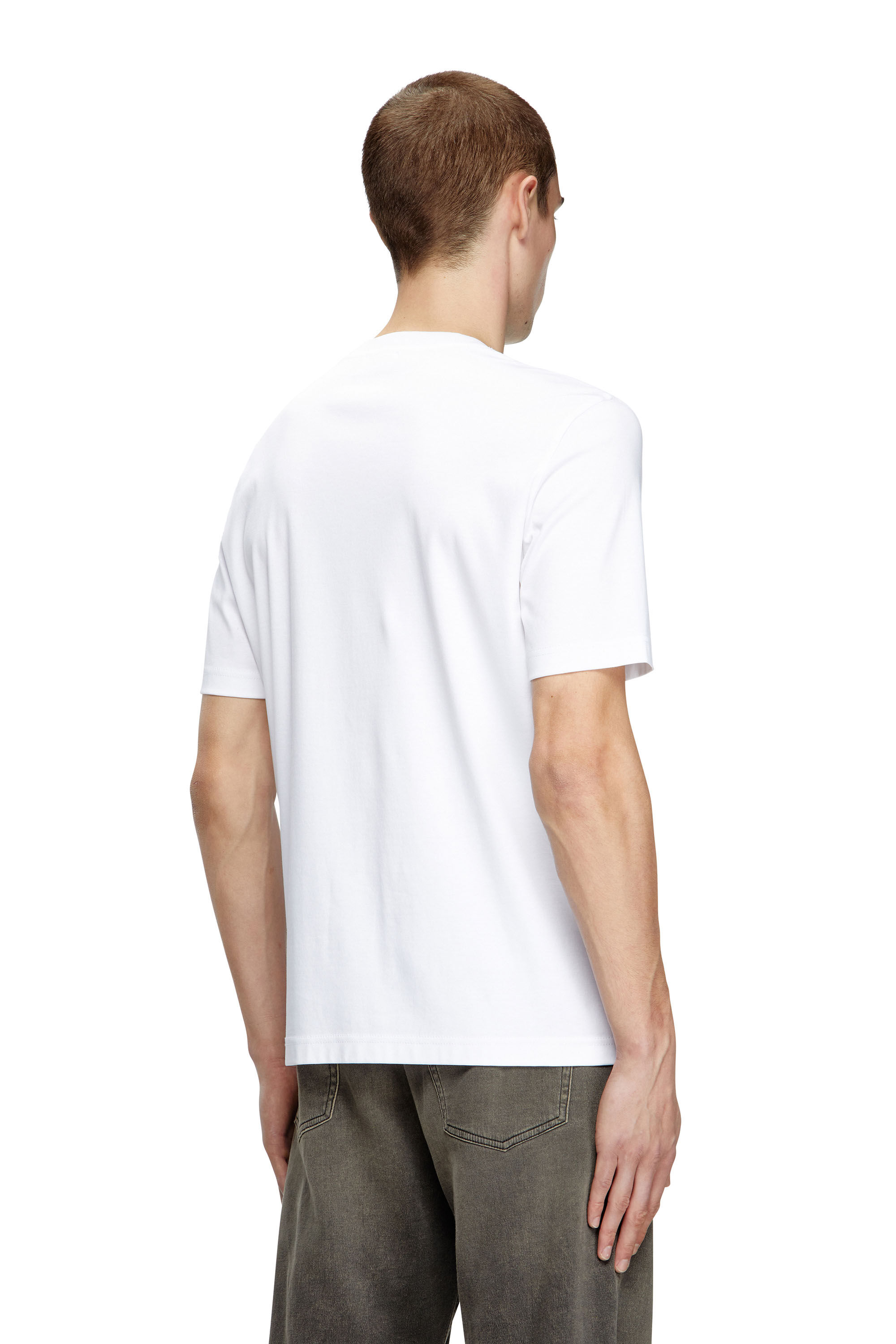 Men's Mercerized cotton T-shirt with tonal logo | White | Diesel