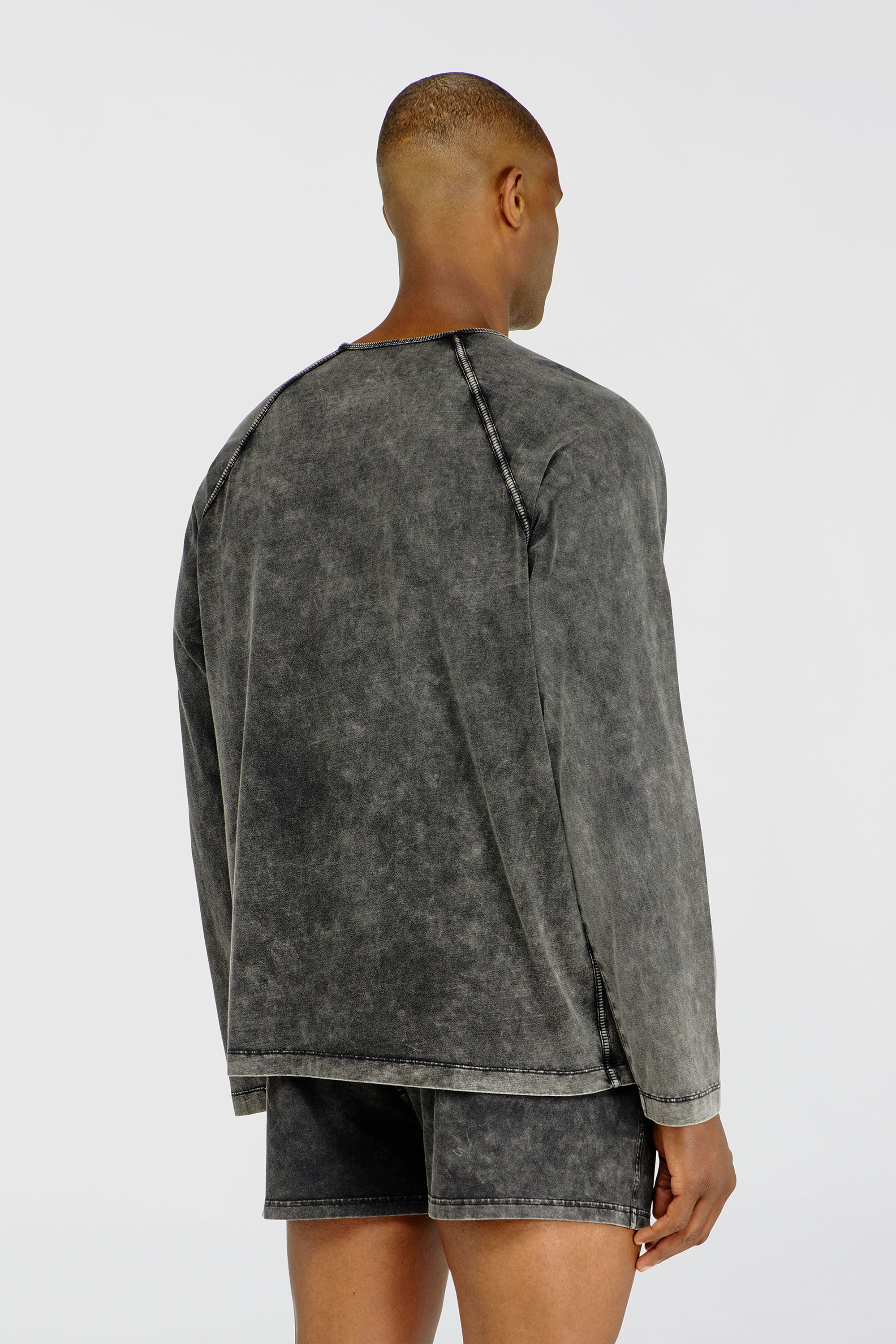 Diesel - BRYAN-DNM, Man's Cotton pijama top with logo patch in Dark grey - 4