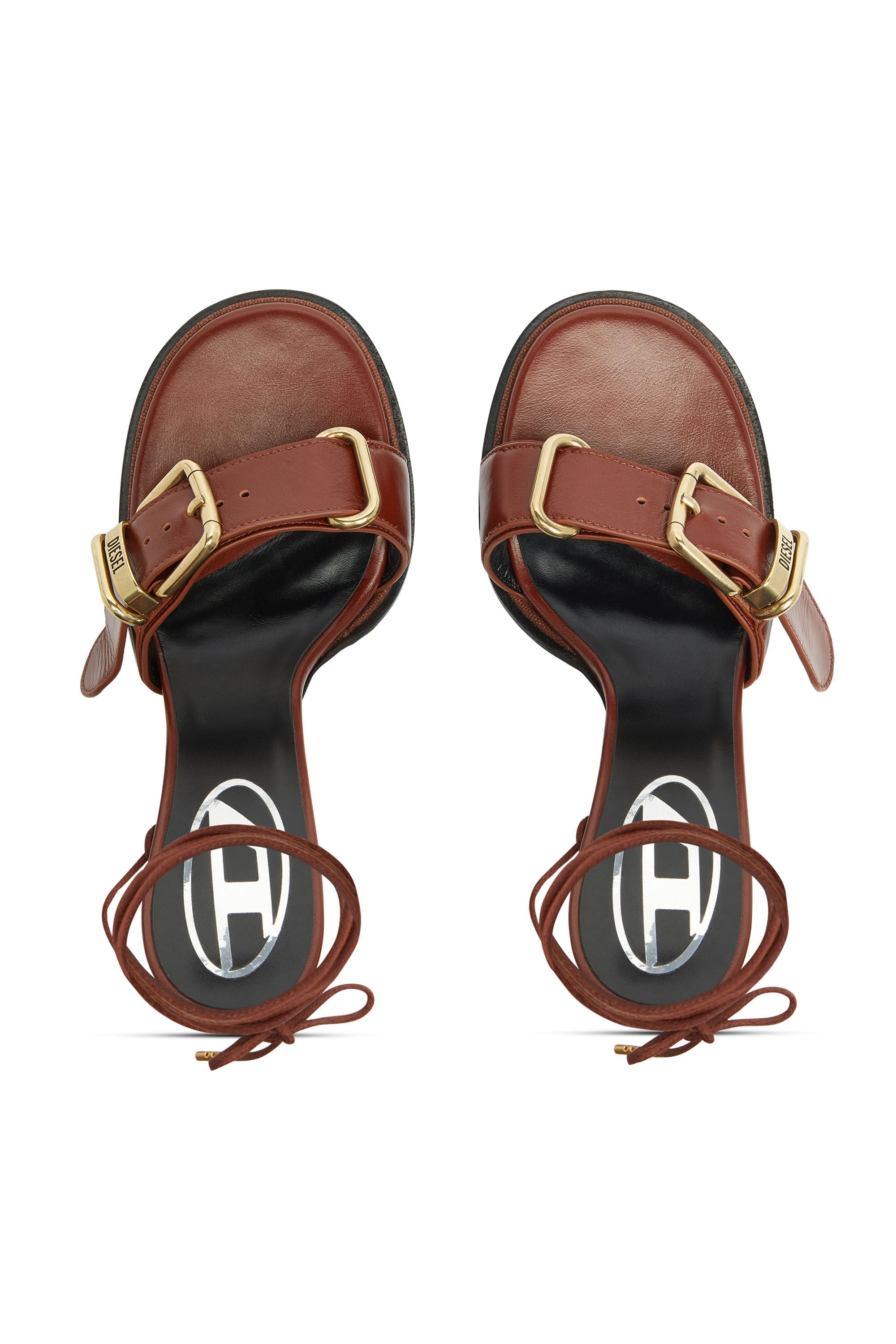 Diesel - D-COCCO-90-SA, Woman's D-Cocco-Ankle-wrap sandals in leather in Brown - 4