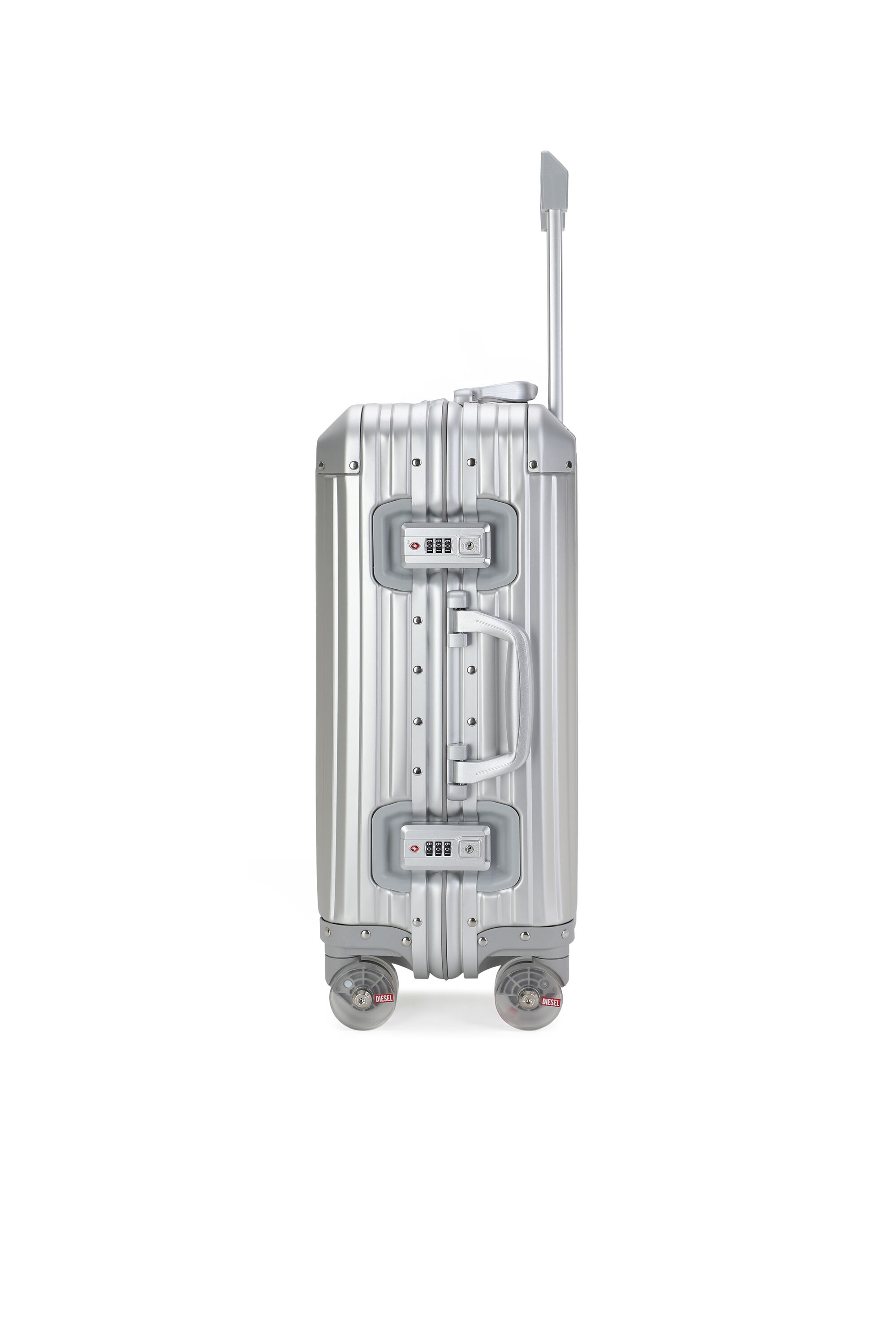 Diesel - DIESEL ALUMINUM TROLLEY- DSL002, Unisex's Aluminum suitcase size S in Silver - 4