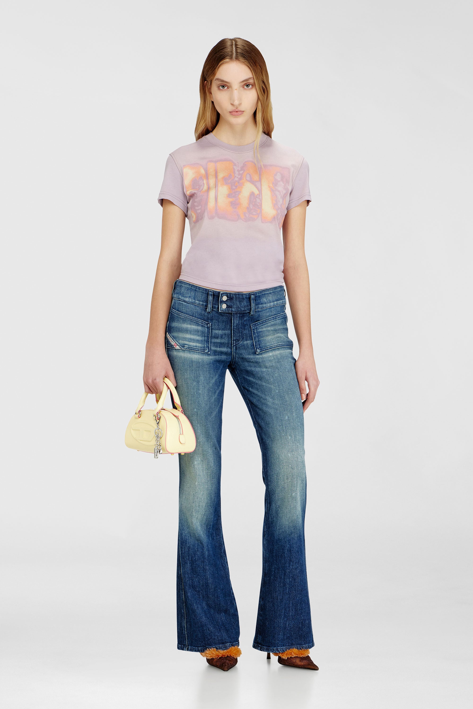 Diesel - T-ILA-AA3, Woman's Slim jersey T-shirt with graphic print in Lilac - 1