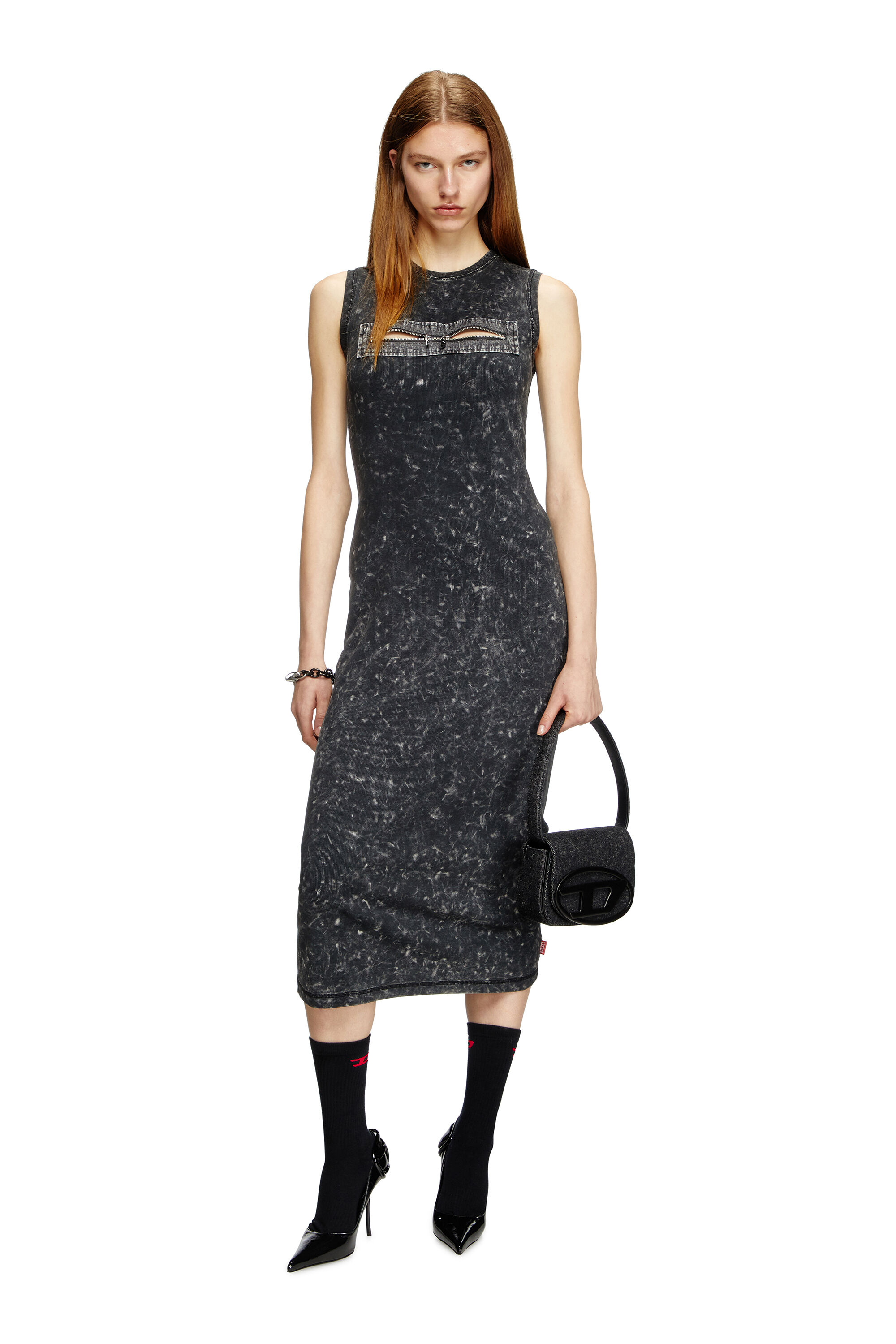 ★DIESEL★ 1DR Shoulder Bag Black X08396P6901T8013 X08396P69 Women's 1DR-Iconic shoulder bag in washed denim | Black | Diesel