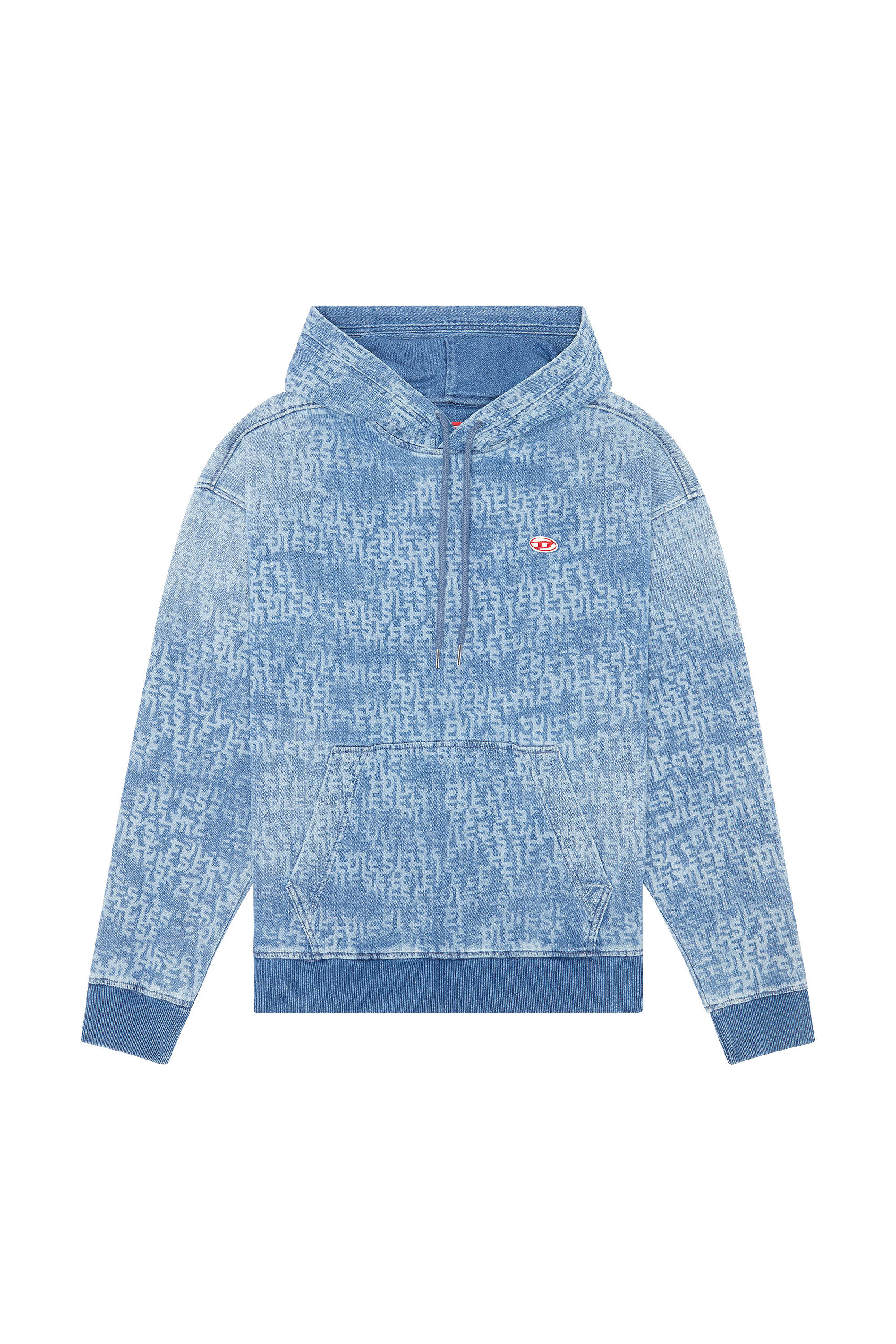 Diesel - D-UM-RIB TRACK DENIM HOODIE, Light Blue - Image 2