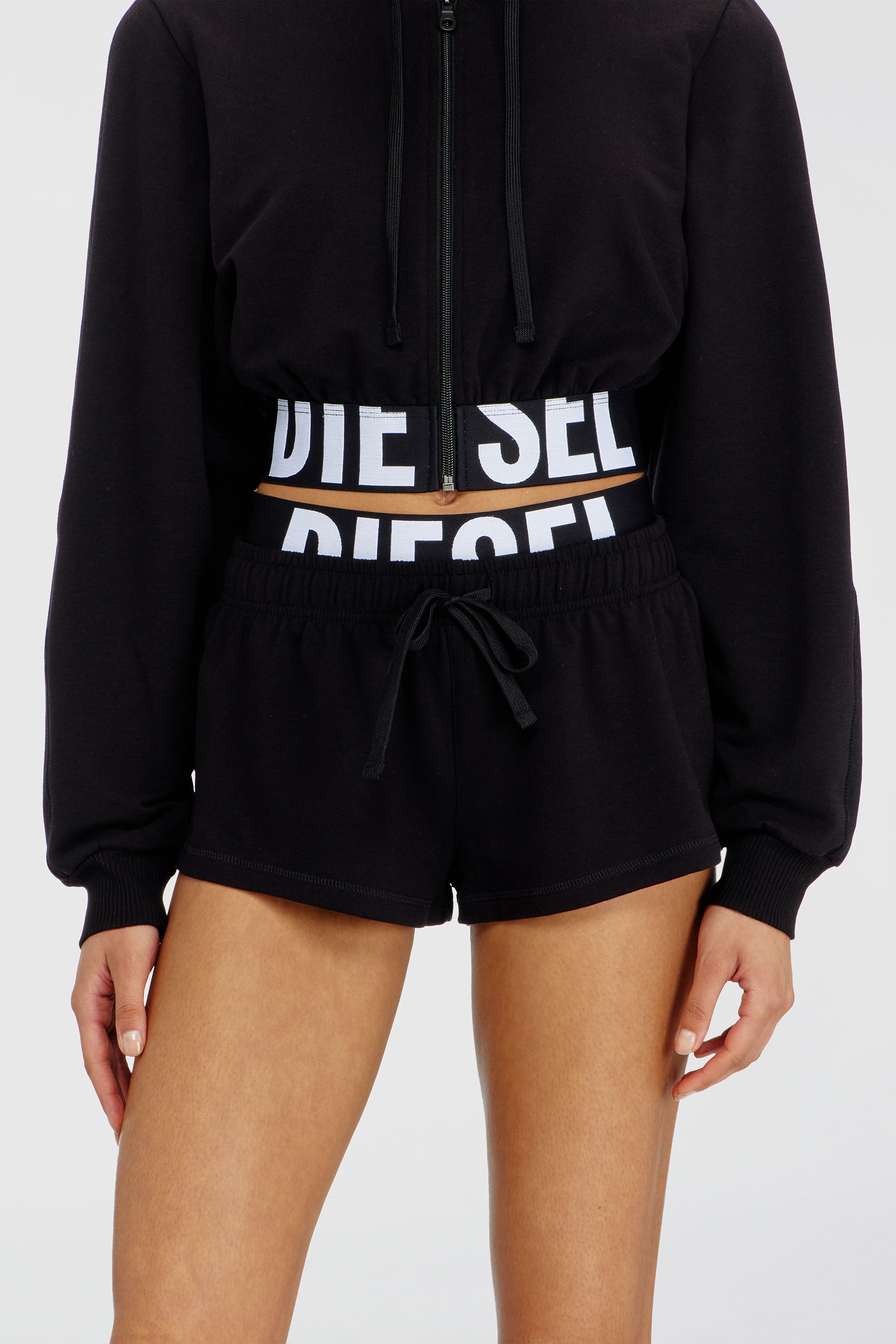 Diesel - MIRANDA-D-POP, Woman's Short pants in cotton Terry with Diesel logo in Black - 3
