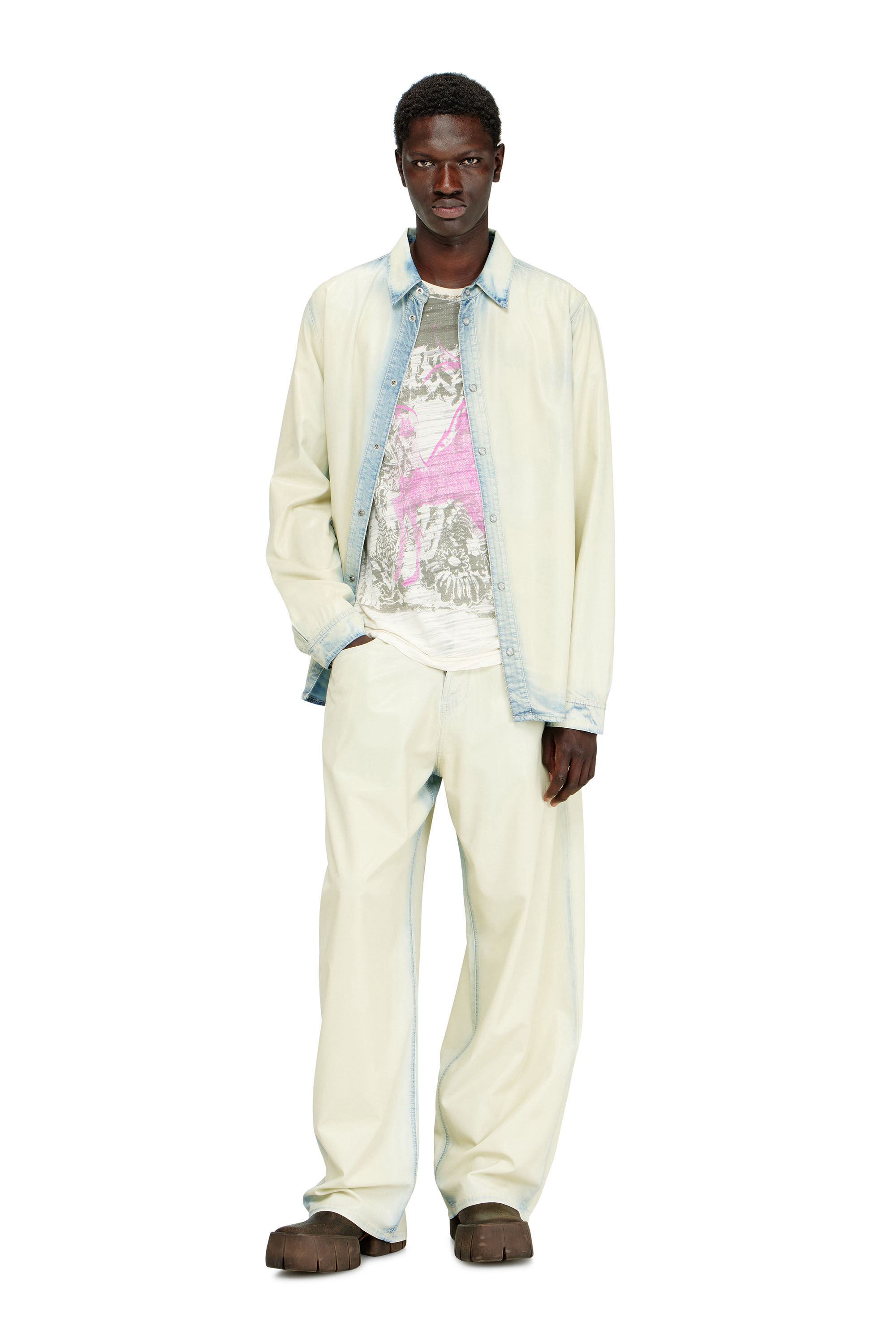 Diesel - T-JALO-A, Man's T-shirt with graphic print in White - 1