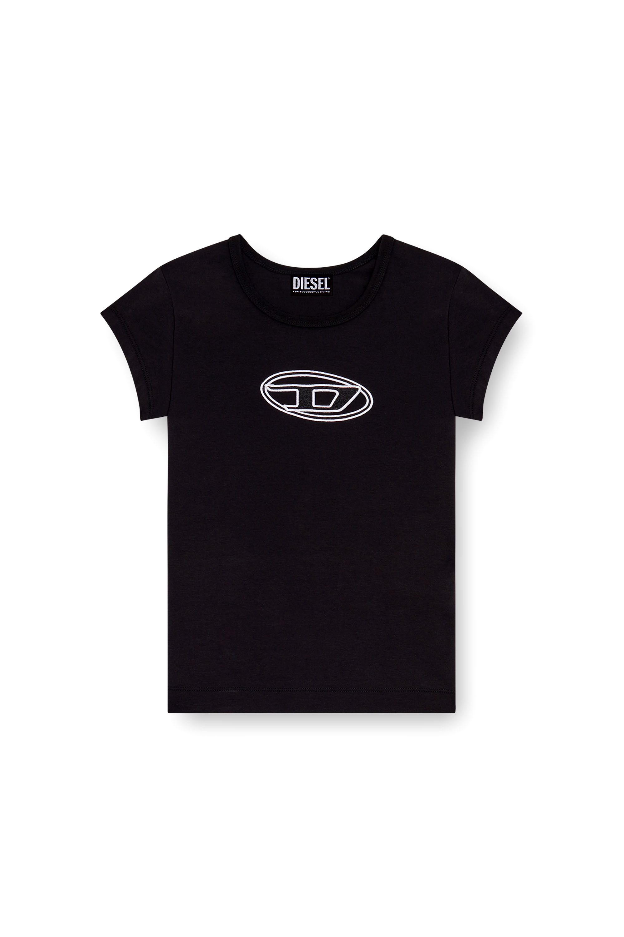Diesel - T-ANGIE, Woman's T-shirt with peekaboo logo in Black/White - 2